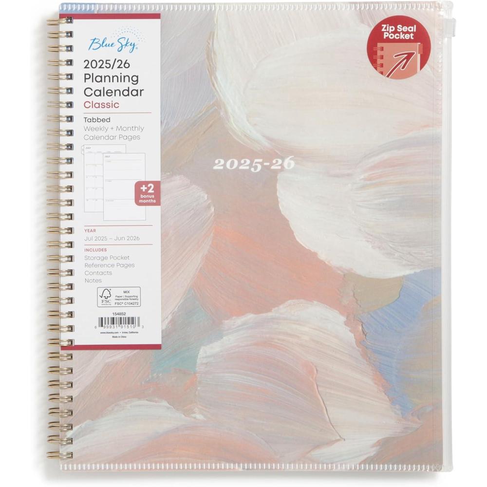 imageBlue Sky 20262027 Weekly and Monthly Academic Year Planner Calendar July 2026 June 2027 85 x 11 Flexible Cover With Zip Pouch Wirebound Storage Pocket NickelsonNickelson 20252026