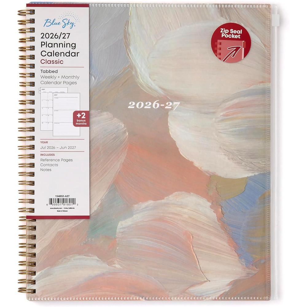 imageBlue Sky 20262027 Weekly and Monthly Academic Year Planner Calendar July 2026 June 2027 85 x 11 Flexible Cover With Zip Pouch Wirebound Storage Pocket NickelsonNickelson 20262027