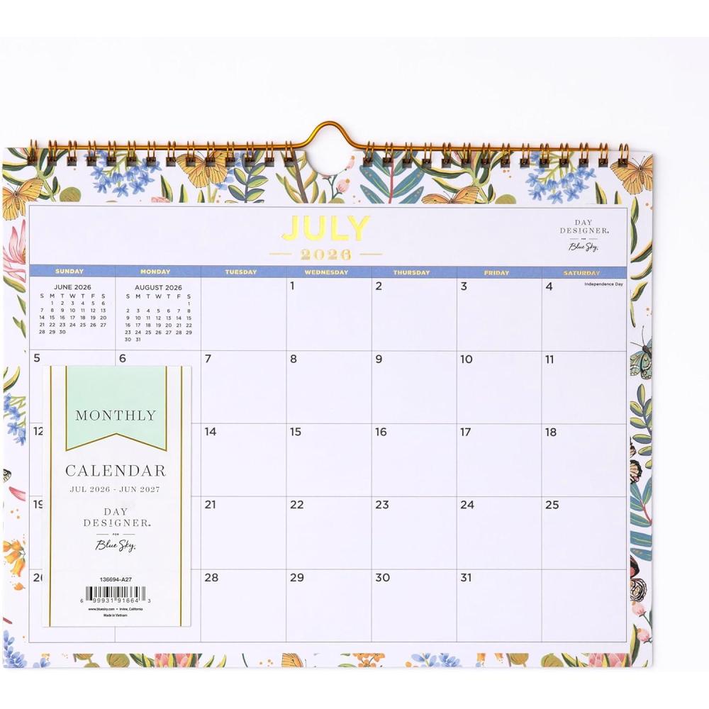 imageBlue Sky Day Designer 20262027 Monthly Academic Year Wall Calendar July 2026 June 2027 11 x 875 Durable Twin Wire Binding Perfect For Home Office And Classroom FlutterFlutter 20262027