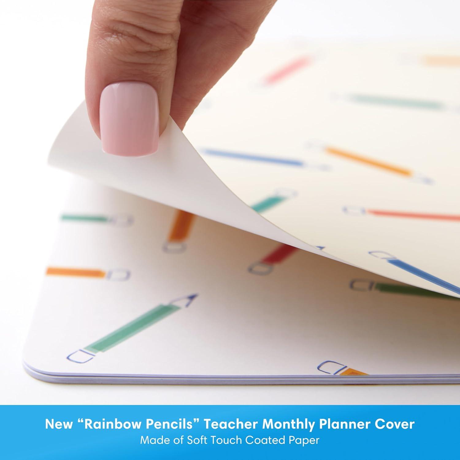 imageBlue Sky 20262027 Monthly Academic Year Teacher Planner Calendar July 2026 June 2027 85 x 11 Coated Paper Cover Stapled Binding Rainbow PencilsRainbow Pencils 20262027