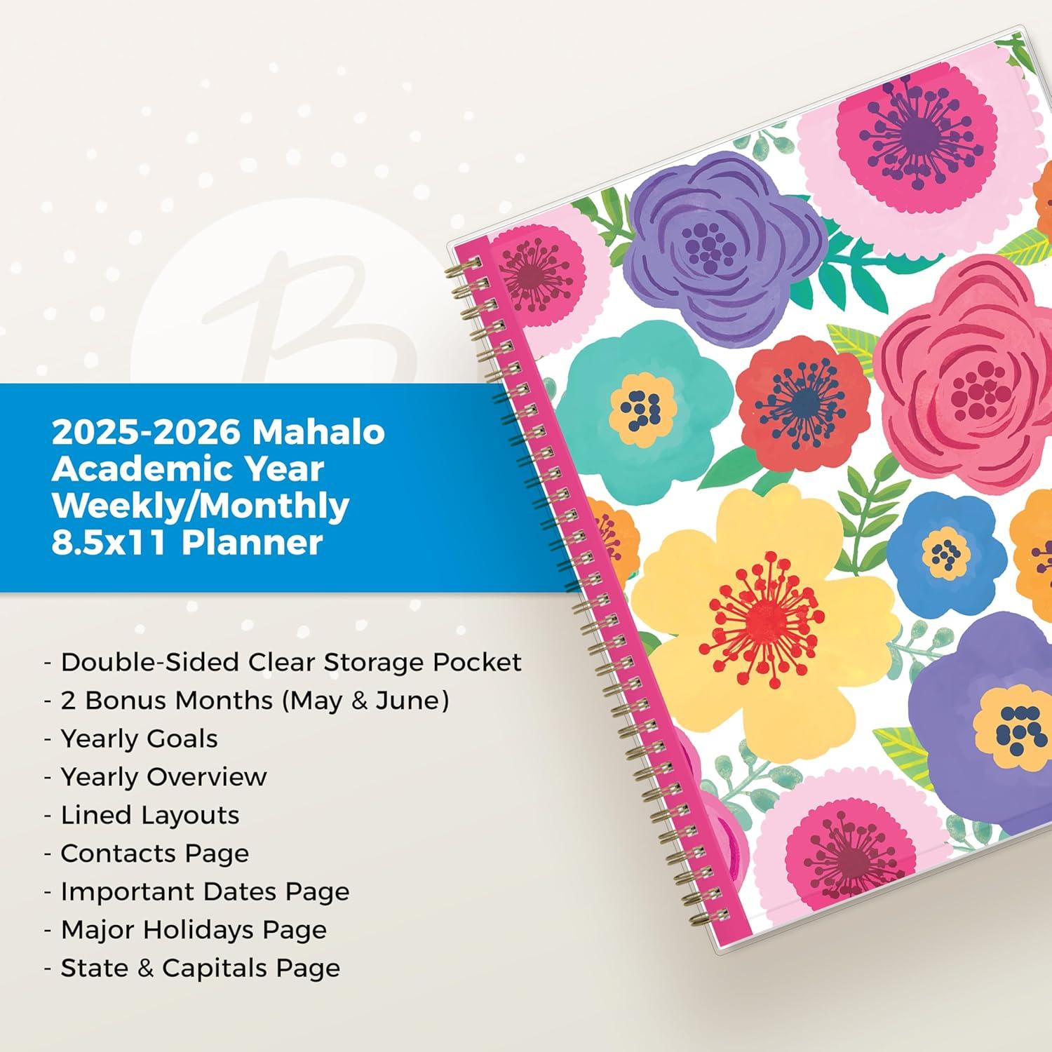 imageBlue Sky 20262027 Weekly and Monthly Academic Year Planner Calendar July 2026 June 2027 85 x 11 Flexible Pocket Cover Wirebound Storage Pocket Laminated Tabs MahaloMahalo 20252026