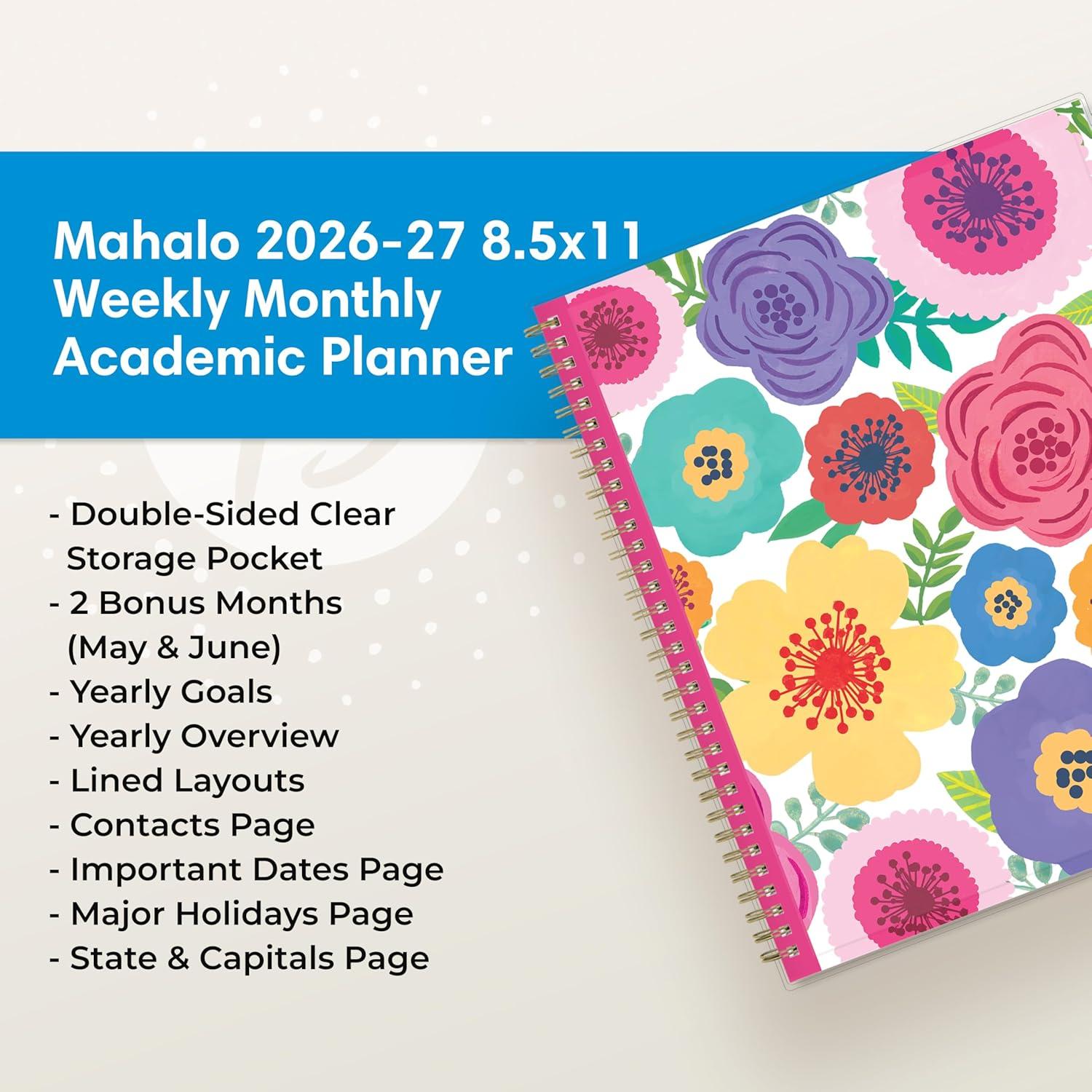 imageBlue Sky 20262027 Weekly and Monthly Academic Year Planner Calendar July 2026 June 2027 85 x 11 Flexible Pocket Cover Wirebound Storage Pocket Laminated Tabs MahaloMahalo 20262027