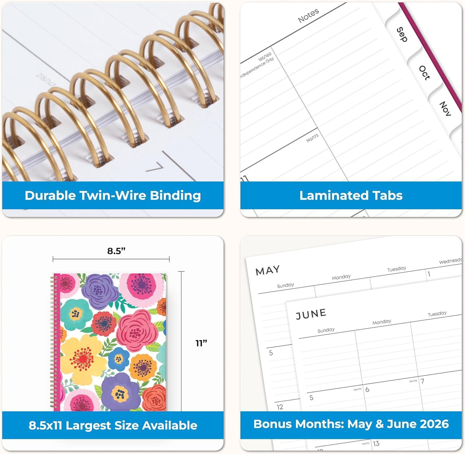 imageBlue Sky 20262027 Weekly and Monthly Academic Year Planner Calendar July 2026 June 2027 85 x 11 Flexible Pocket Cover Wirebound Storage Pocket Laminated Tabs MahaloMahalo 20262027