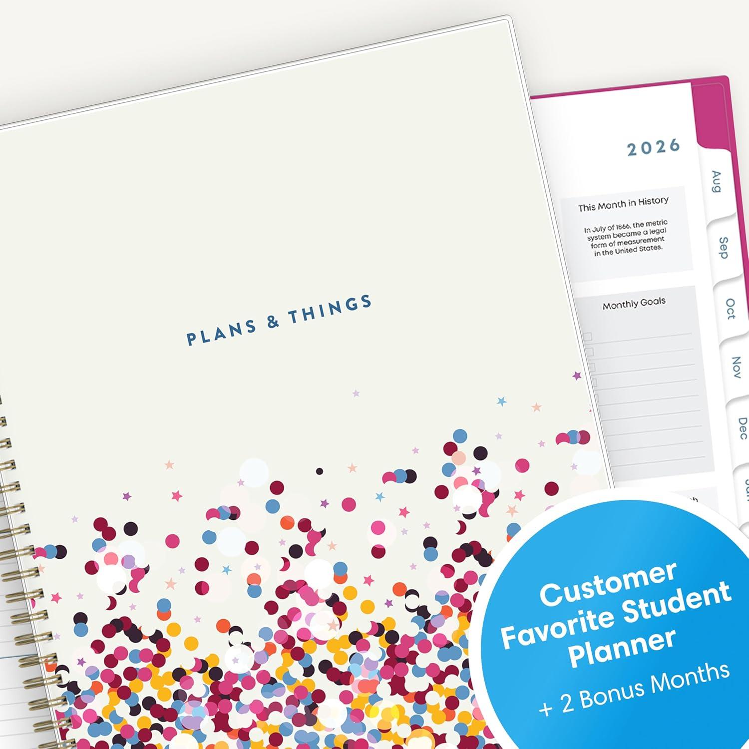 imageBlue Sky 20262027 Weekly and Monthly Academic Year Student Planner Calendar July 2026 June 2027 85 x 11 Flexible Cover Wirebound Laminated Tabs Storage Pocket Star Confetti BrightStar Confetti Bright 20262027