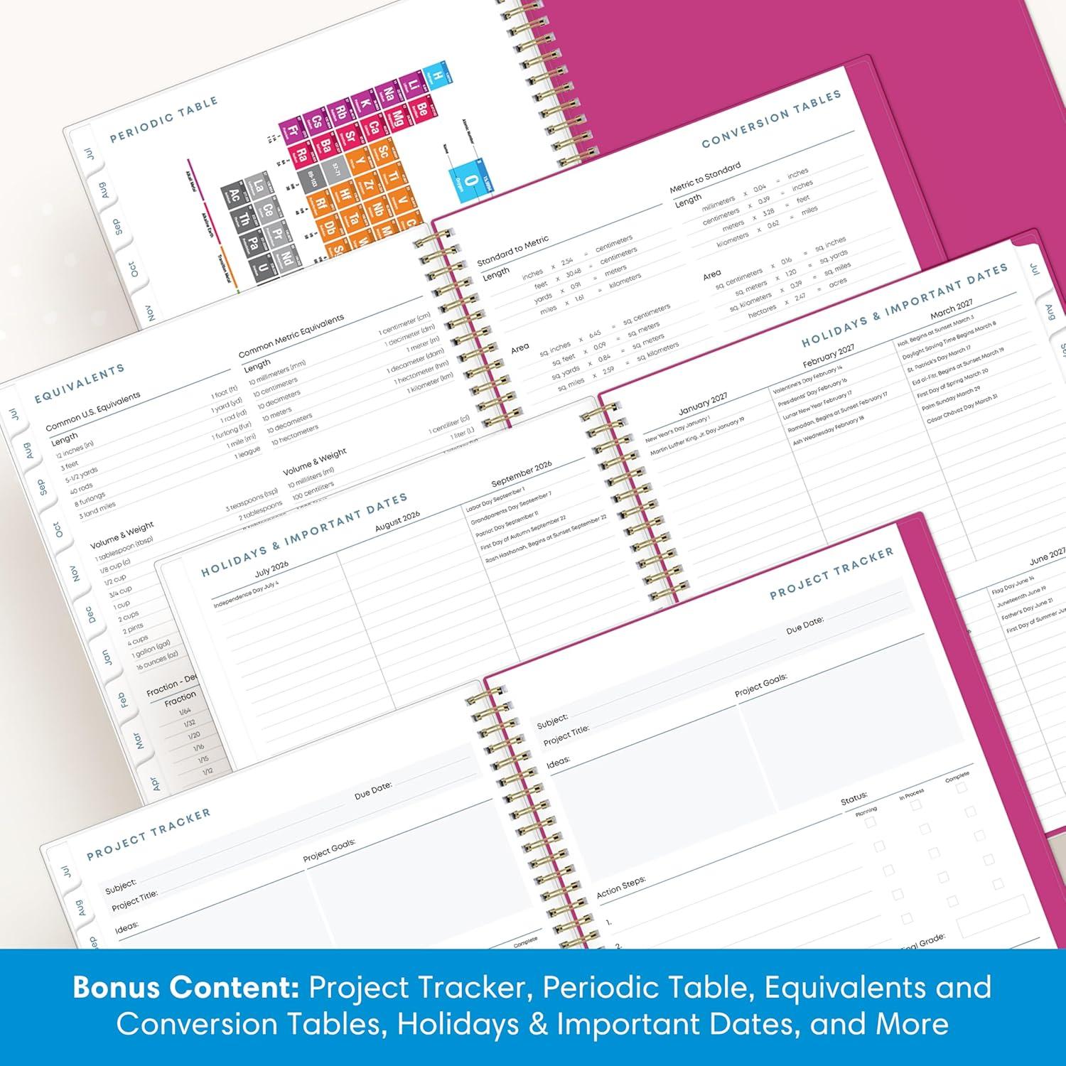 imageBlue Sky 20262027 Weekly and Monthly Academic Year Student Planner Calendar July 2026 June 2027 85 x 11 Flexible Cover Wirebound Laminated Tabs Storage Pocket Star Confetti BrightStar Confetti Bright 20262027