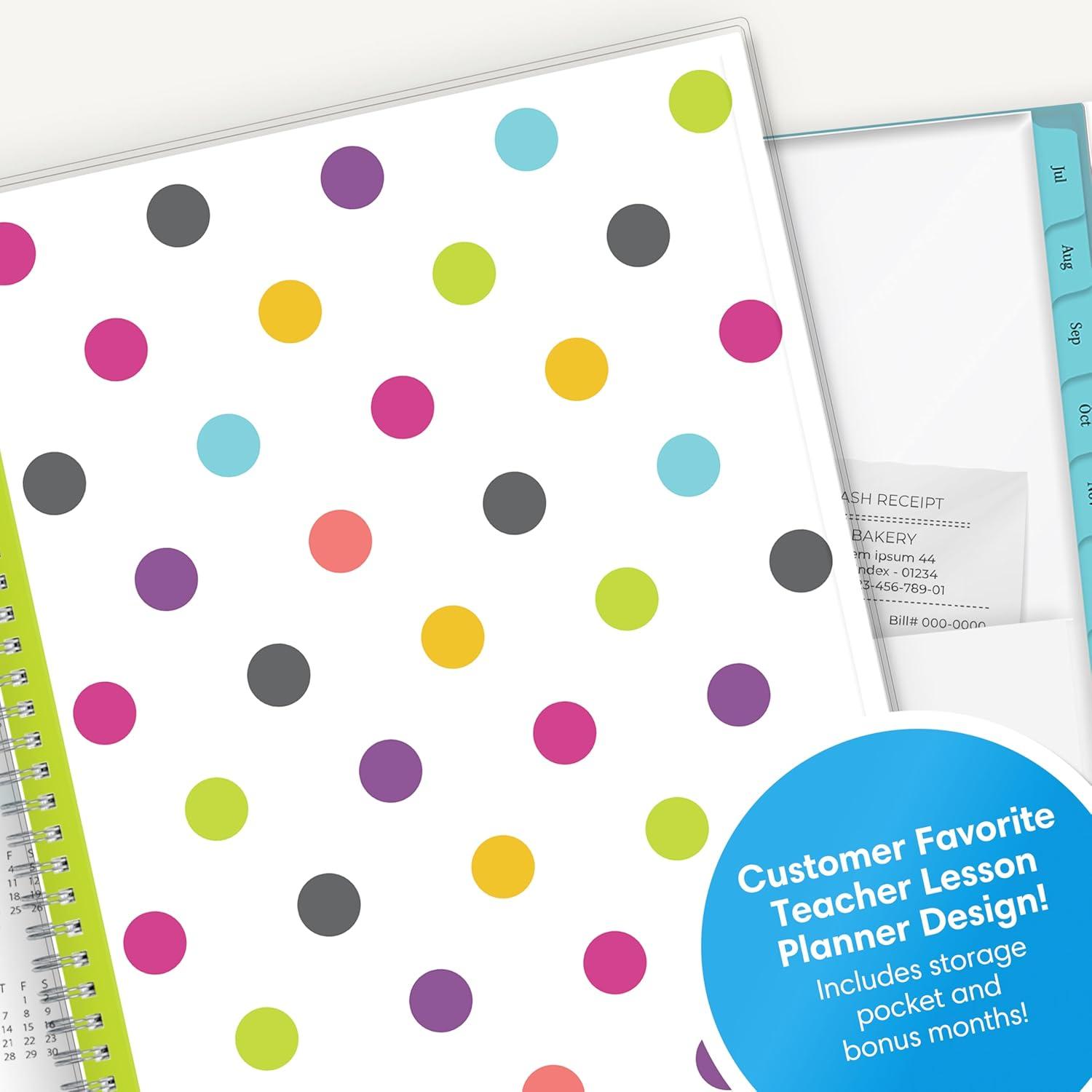 imageBlue Sky 20262027 Weekly and Monthly Academic Year Teacher Lesson Planner Calendar July 2026 June 2027 85 x 11 Clear Pocket Cover Wirebound Laminated Tabs Storage Pocket DotsDots 20252026