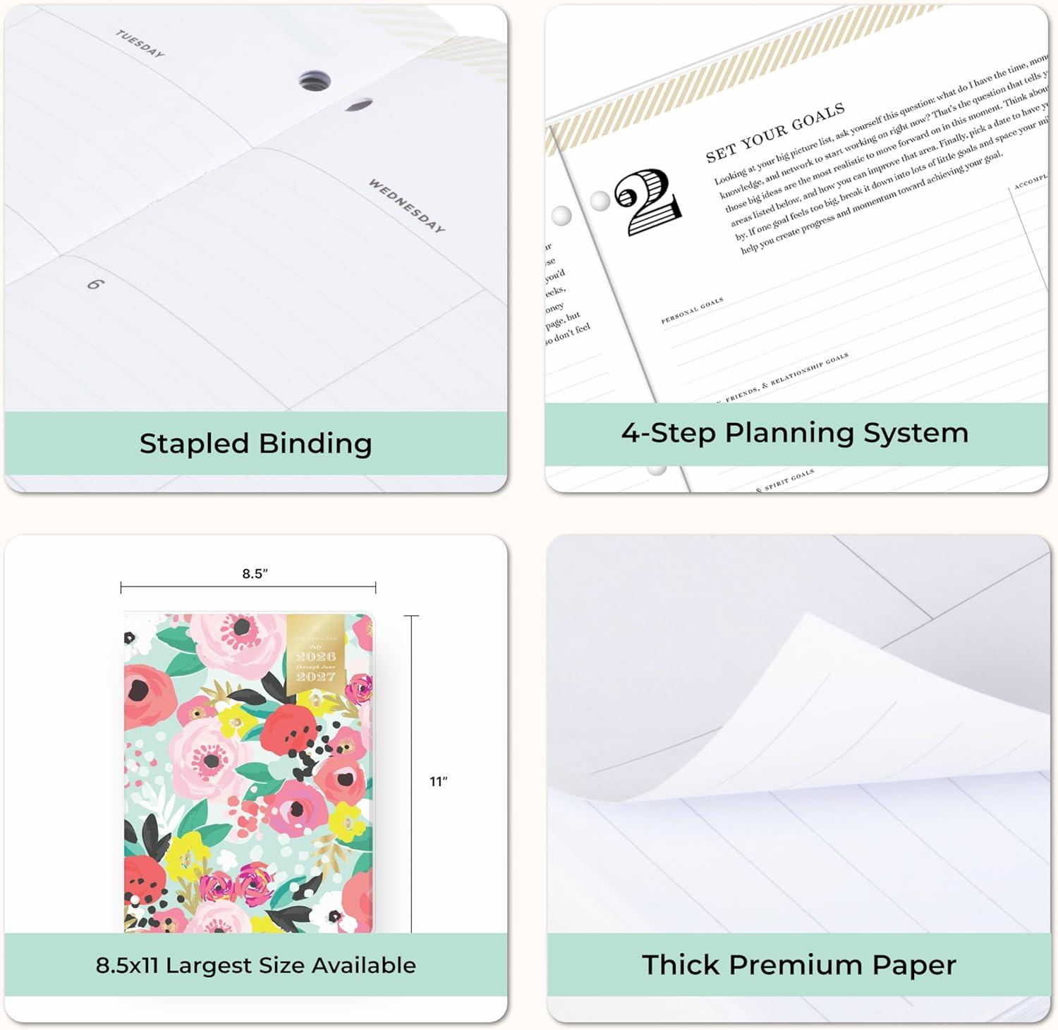 imageBlue Sky Day Designer 20262027 Monthly Academic Year Planner Calendar July 2026 June 2027 85 x 11 Flexible Cover Stapled Binding Secret Garden MintSecret Garden Mint 20262027