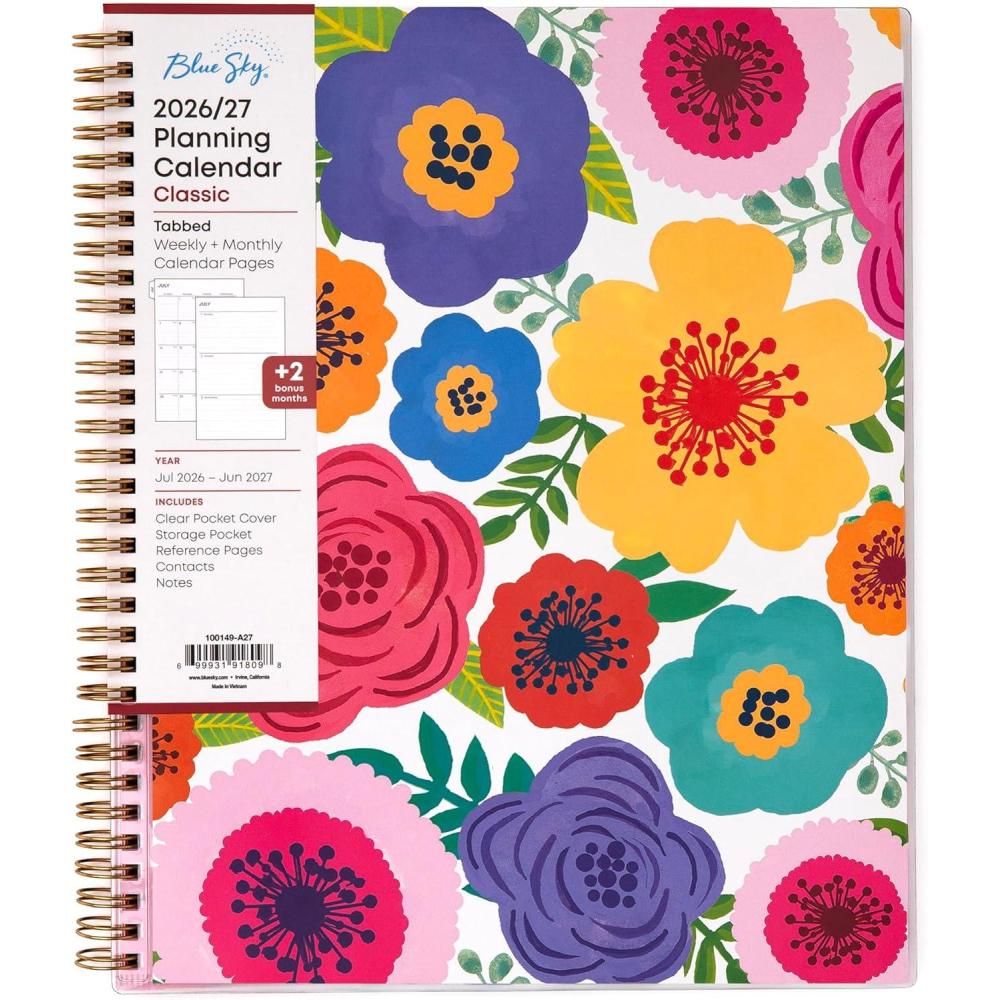 imageBlue Sky 20262027 Weekly and Monthly Academic Year Planner Calendar July 2026 June 2027 85 x 11 Flexible Pocket Cover Wirebound Storage Pocket Laminated Tabs MahaloMahalo 20262027