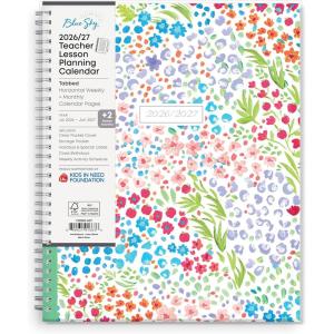 Blue Sky 2026-2027 Weekly and Monthly Academic Year Teacher Lesson Planner Calendar, July 2026 – June 2027, 8.5″ x 11″, Clear Pocket Cover, Wirebound, Laminated Tabs, Storage Pocket, Ditsy Dapple Light(Ditsy Dapple Light- 2026/2027)
