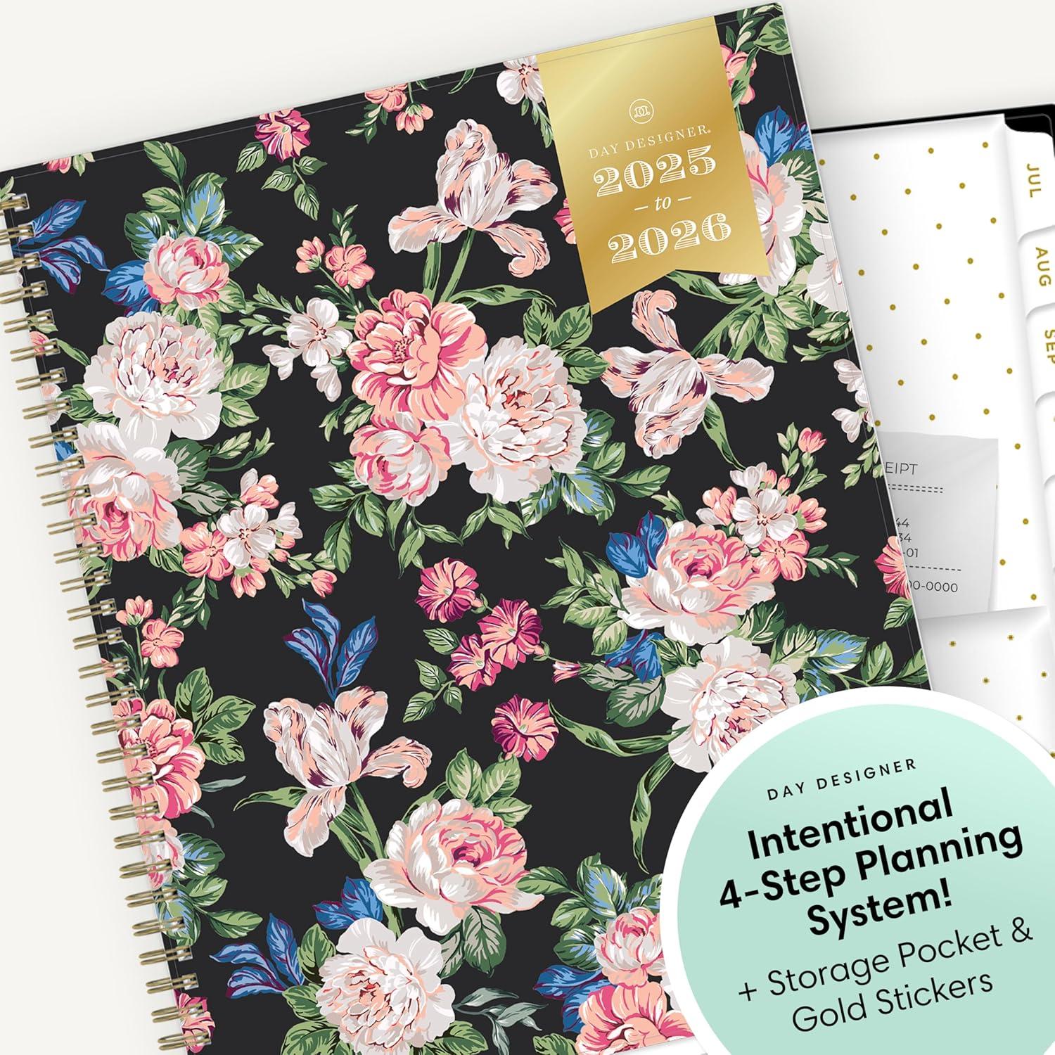 imageBlue Sky Day Designer 20262027 Weekly and Monthly Academic Year Planner Calendar July 2026 June 2027 85 x 11 Flexible Cover Laminated Tabs Storage Pocket Includes Stickers Rose GardenRose Garden 20252026