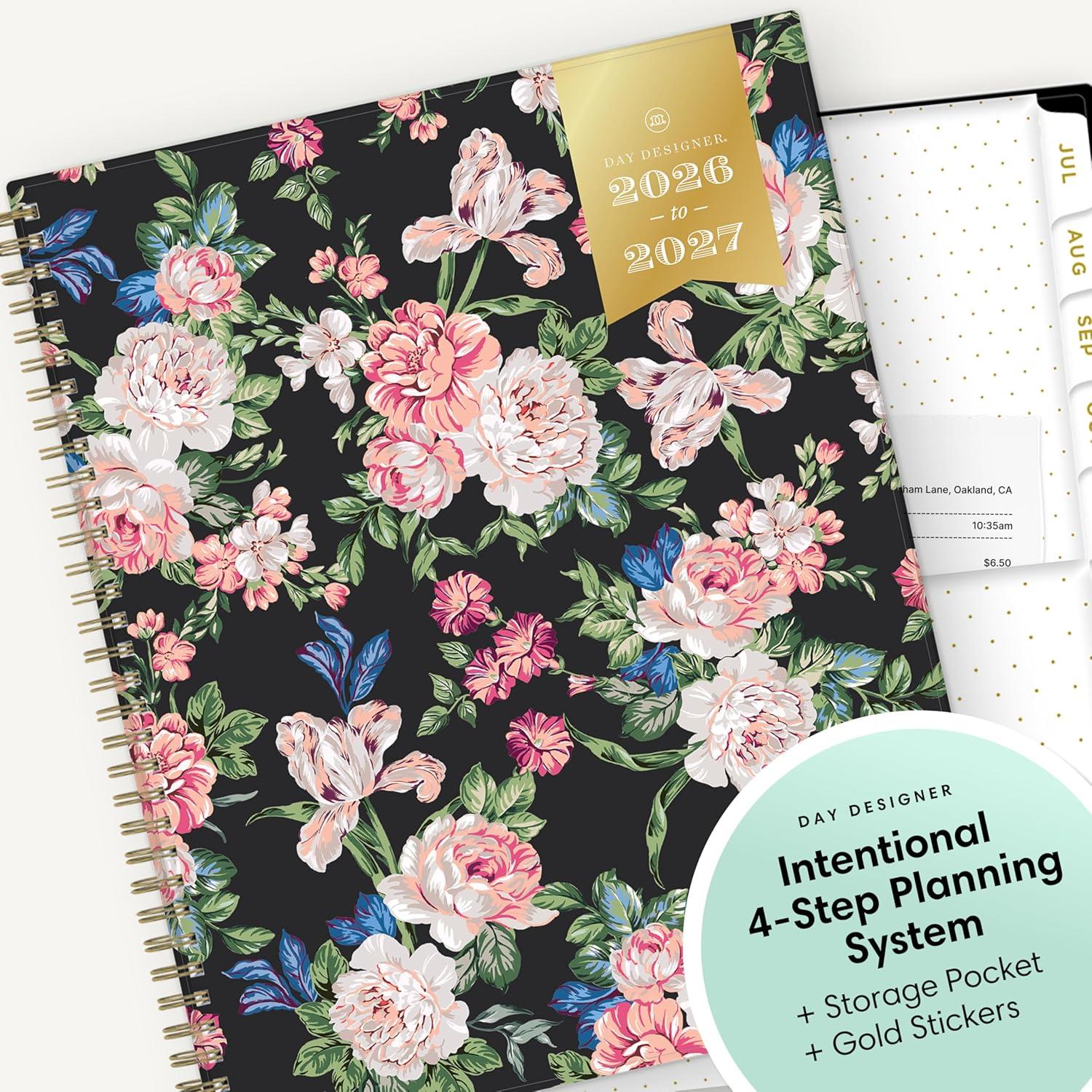 imageBlue Sky Day Designer 20262027 Weekly and Monthly Academic Year Planner Calendar July 2026 June 2027 85 x 11 Flexible Cover Laminated Tabs Storage Pocket Includes Stickers Rose GardenRose Garden 20262027