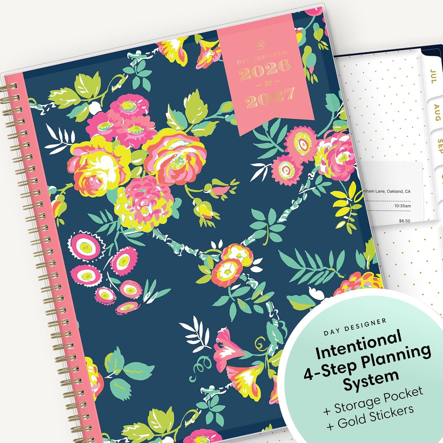imageBlue Sky Day Designer 20262027 Weekly and Monthly Academic Year Planner Calendar July 2026 June 2027 85 x 11 Clear Pocket Cover Laminated Tabs Storage Pocket Includes Stickers Peyton NavyPeyton Navy 20262027