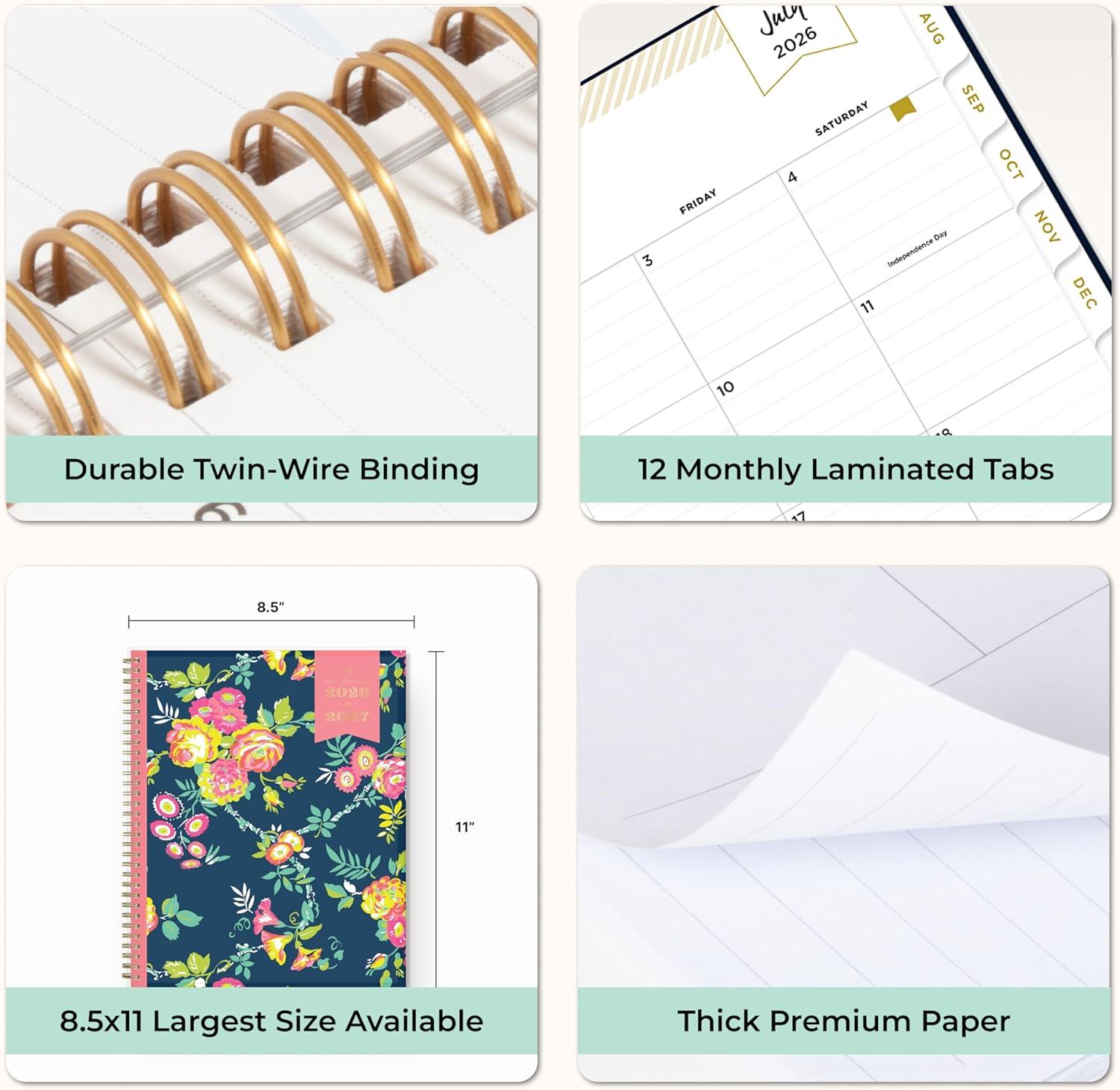 imageBlue Sky Day Designer 20262027 Weekly and Monthly Academic Year Planner Calendar July 2026 June 2027 85 x 11 Clear Pocket Cover Laminated Tabs Storage Pocket Includes Stickers Peyton NavyPeyton Navy 20262027
