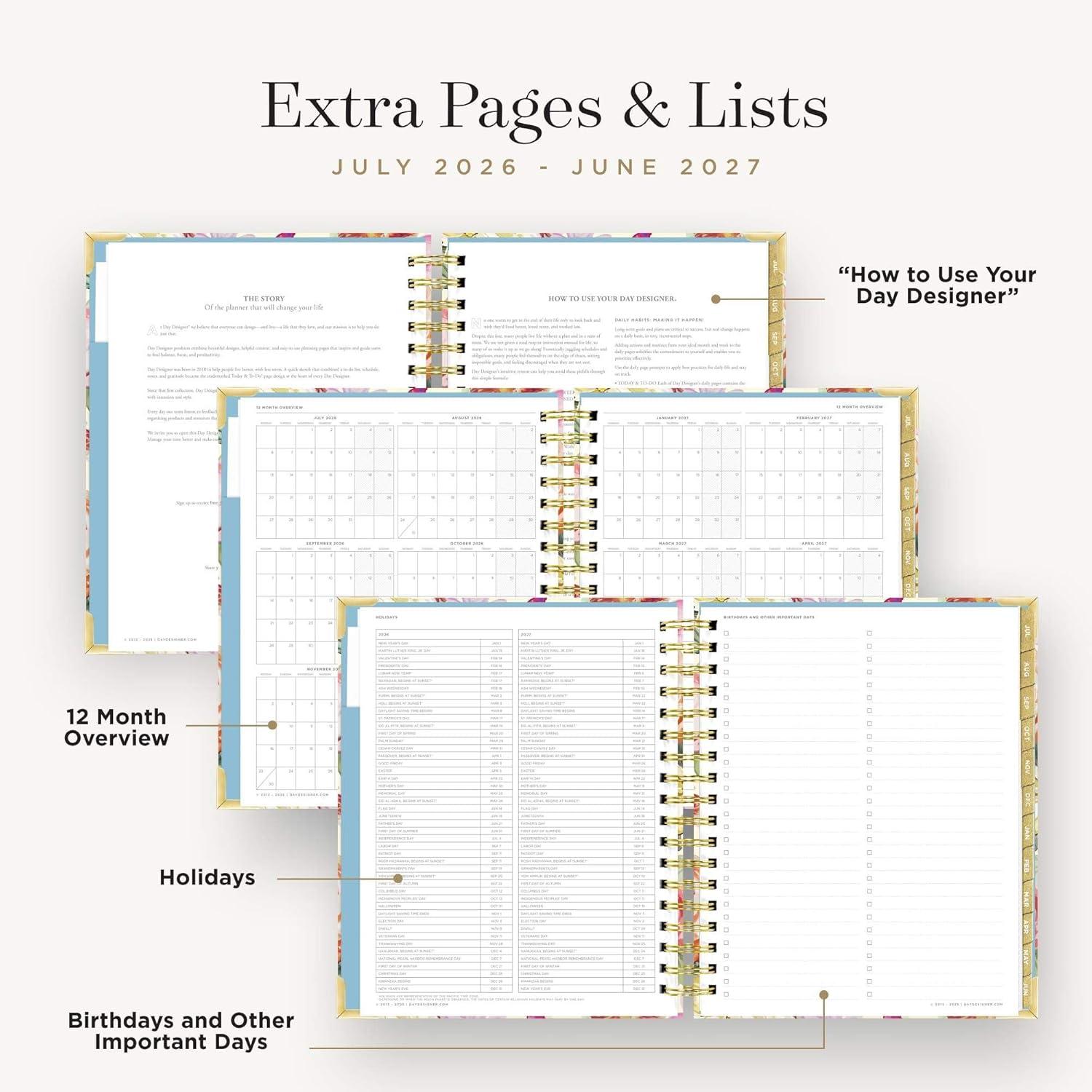 imageDay Designer 20262027 Daily Planner Premium Planner for Stylish Organization Combines Monthly Calendar Hourly Schedule ToDo List Gratitude Goal Setting Inspirational Quotes Stickers amp More Elegant laminated Cover with Gold Accents Azure 202627Oh So Lovely 202627