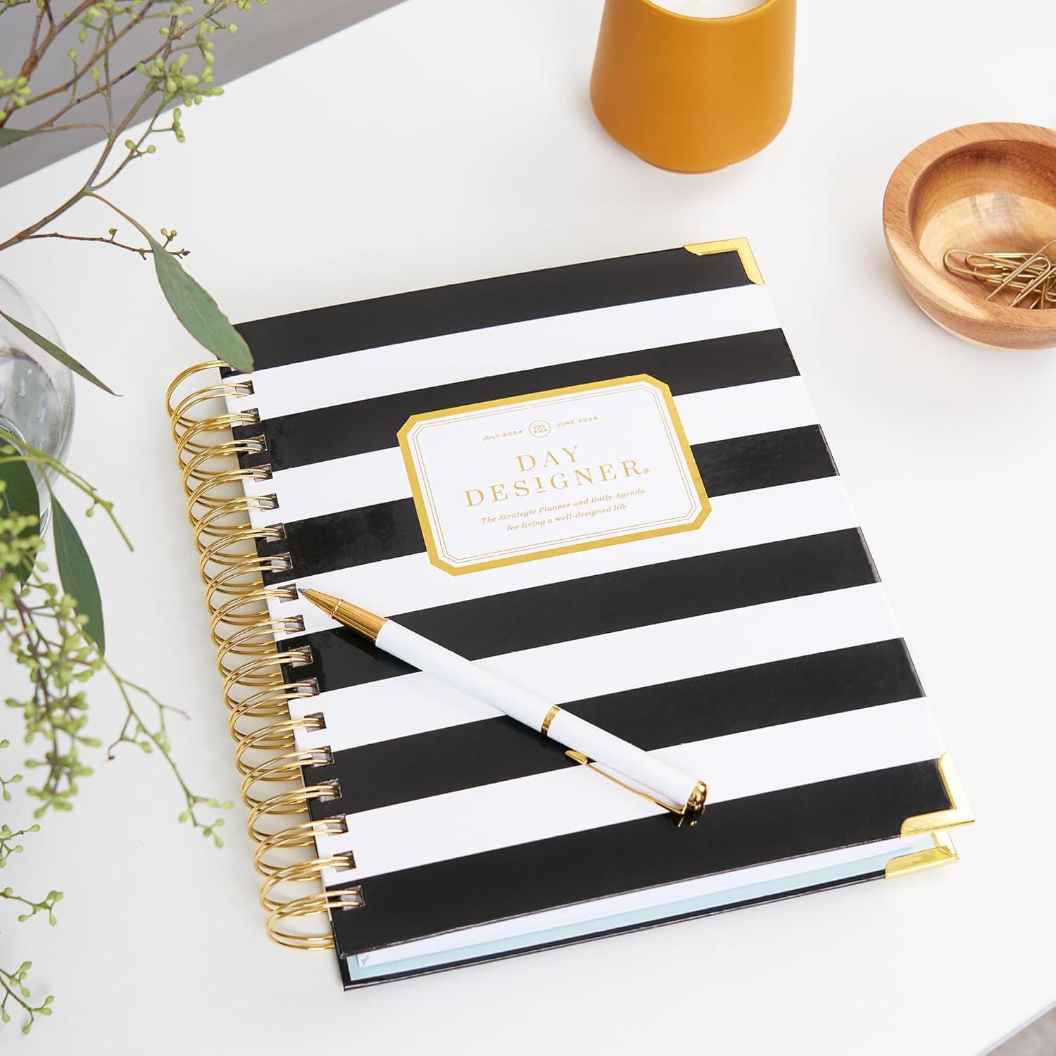 imageDay Designer 20262027 Daily Planner Premium Planner for Stylish Organization Combines Monthly Calendar Hourly Schedule ToDo List Gratitude Goal Setting Inspirational Quotes Stickers amp More Elegant laminated Cover with Gold Accents Azure 202627Black Stripe
