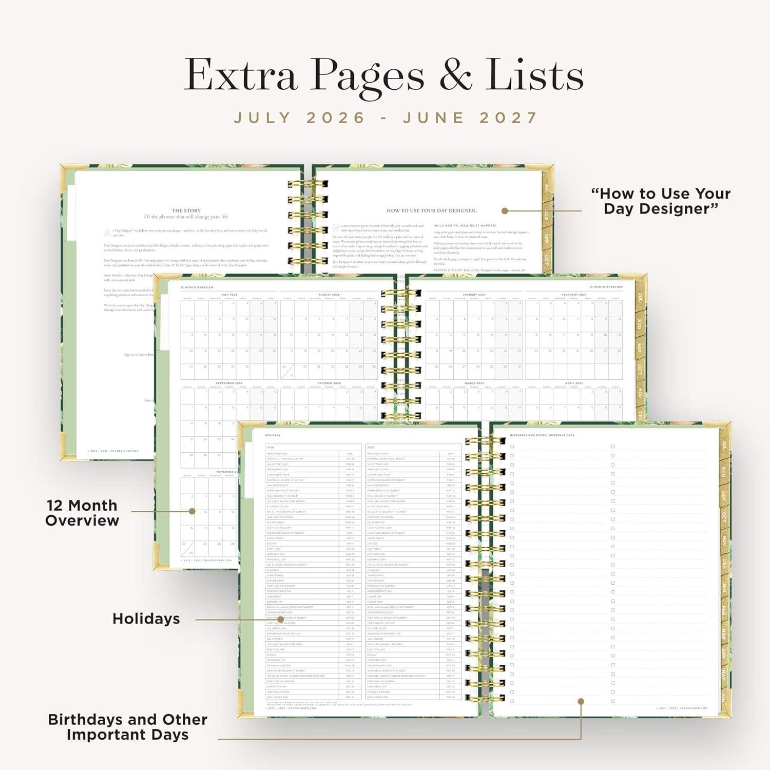 imageDay Designer 20262027 Daily Planner Premium Planner for Stylish Organization Combines Monthly Calendar Hourly Schedule ToDo List Gratitude Goal Setting Inspirational Quotes Stickers amp More Elegant laminated Cover with Gold Accents Azure 202627St Barts 202627