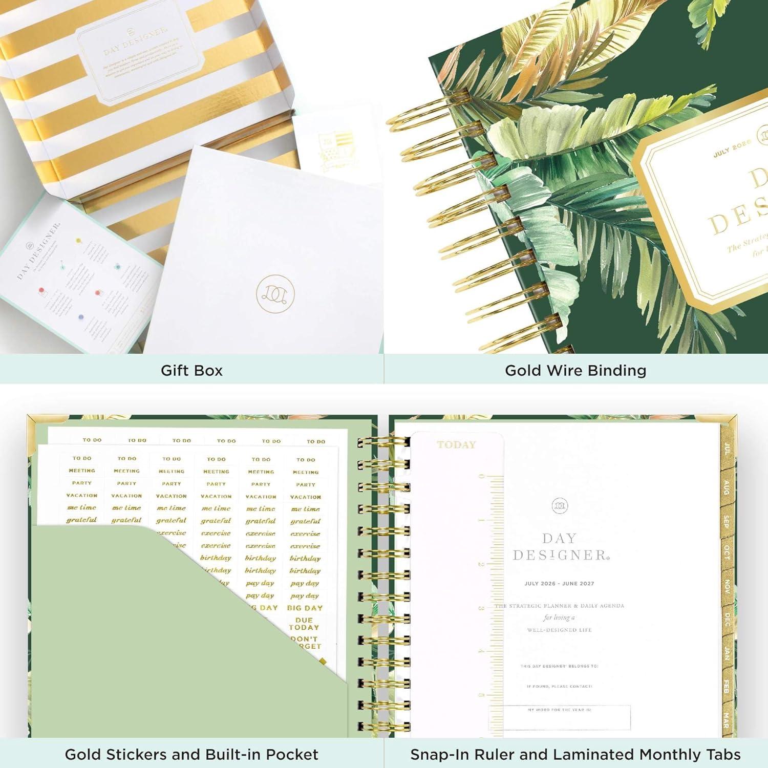 imageDay Designer 20262027 Daily Planner Premium Planner for Stylish Organization Combines Monthly Calendar Hourly Schedule ToDo List Gratitude Goal Setting Inspirational Quotes Stickers amp More Elegant laminated Cover with Gold Accents Azure 202627St Barts 202627