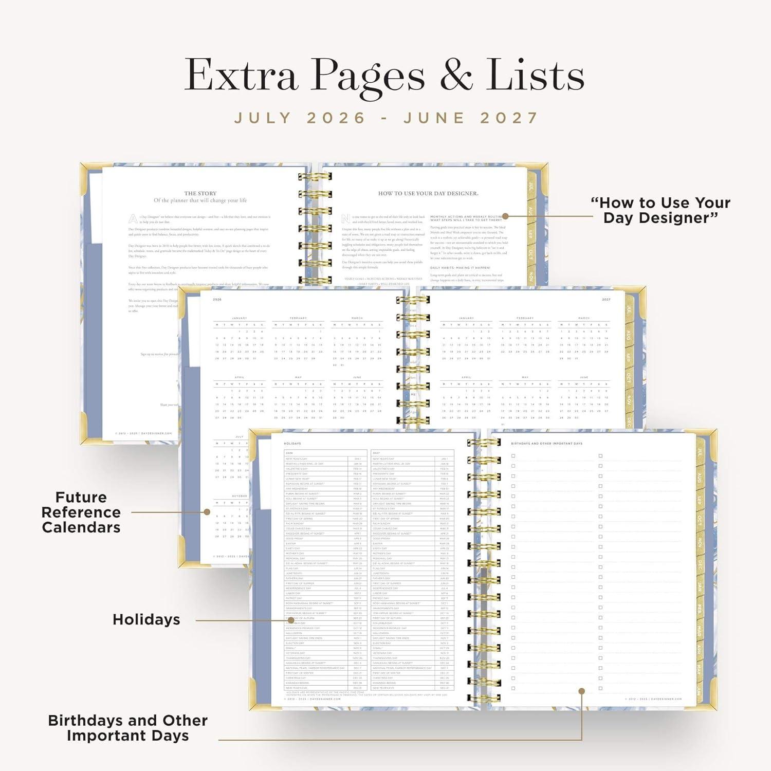 imageDay Designer 202627 Mini Daily Planner July 2026 June 2027 6x8125 Page Size Glossy Laminated Cover Black Stripe 202627Azure 202627