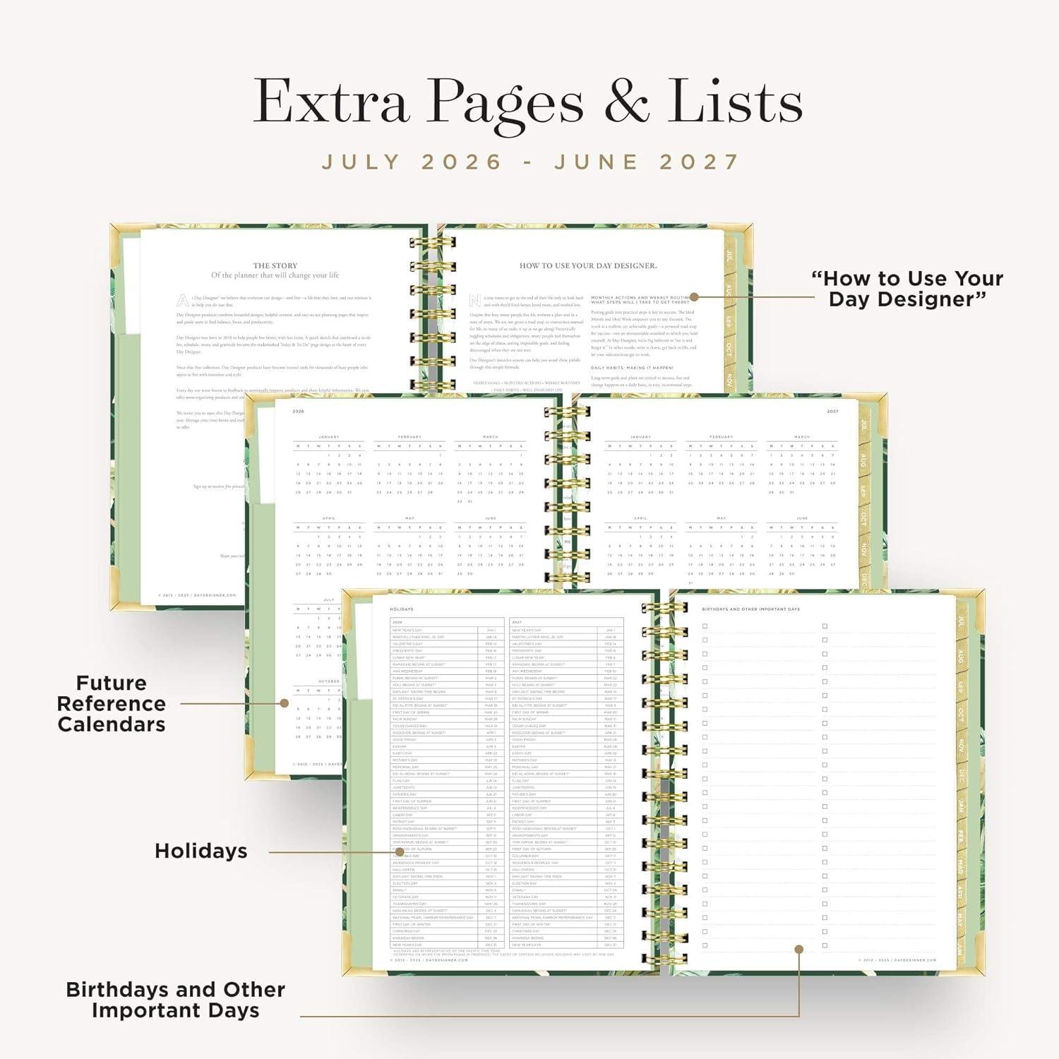 imageDay Designer 202627 Mini Daily Planner July 2026 June 2027 6x8125 Page Size Glossy Laminated Cover Black Stripe 202627St Barts 202627