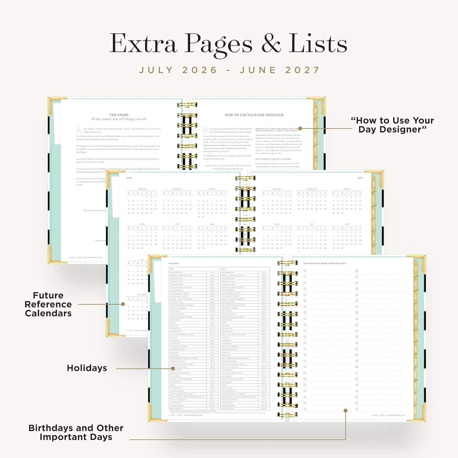 imageDay Designer 202627 Mini Daily Planner July 2026 June 2027 6x8125 Page Size Glossy Laminated Cover Capri 202627Black Stripe 202627