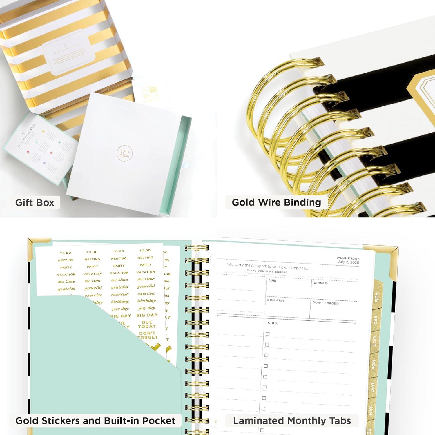 imageDay Designer 202627 Mini Daily Planner July 2026 June 2027 6x8125 Page Size Glossy Laminated Cover Capri 202627Black Stripe