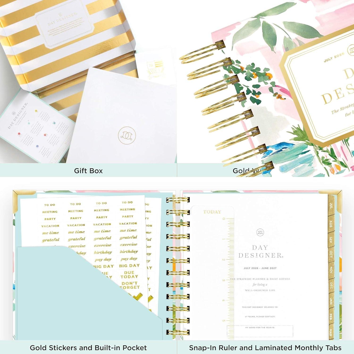 imageDay Designer 202627 Mini Daily Planner July 2026 June 2027 6x8125 Page Size Glossy Laminated Cover Capri 202627Capri 202627