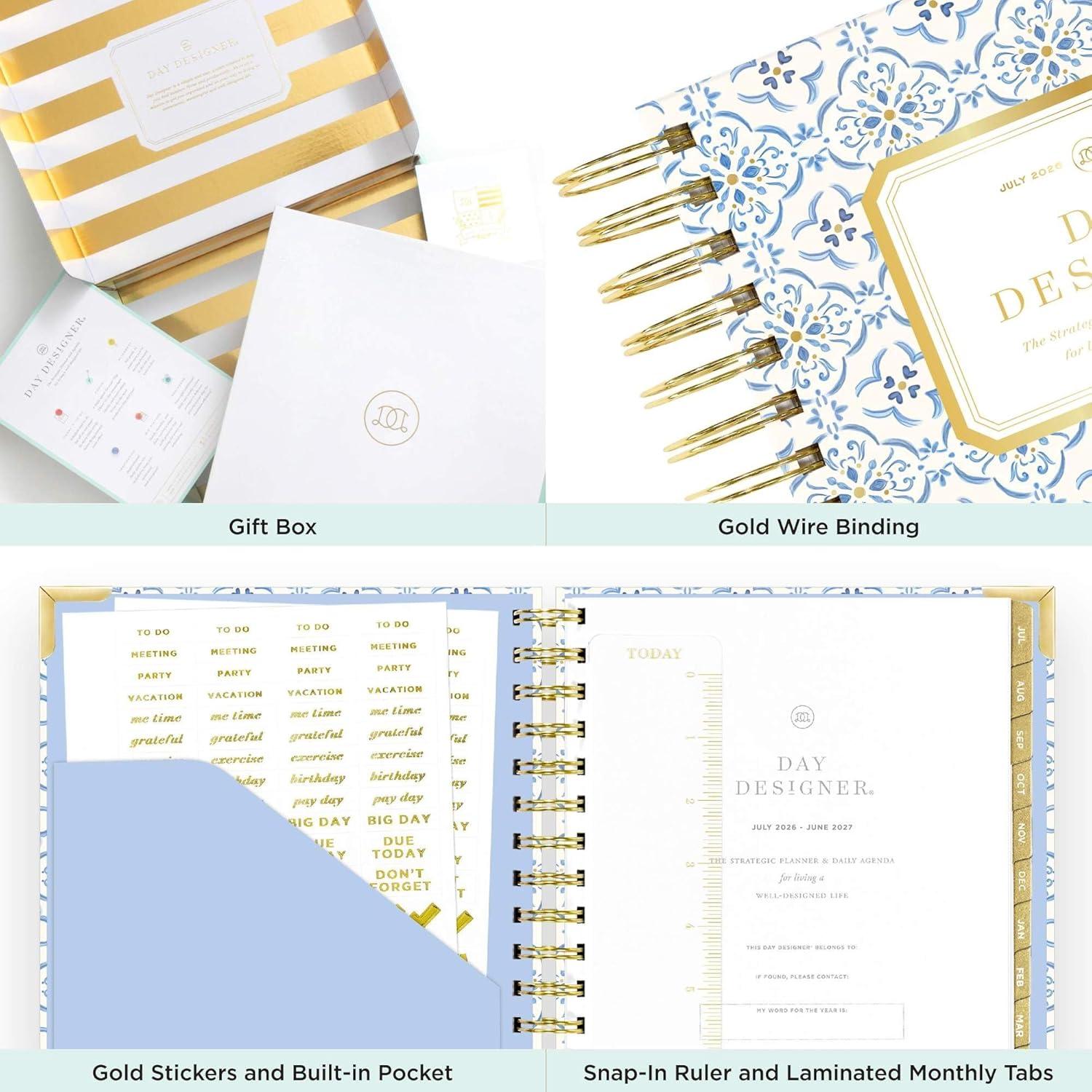 imageDay Designer 202627 Mini Daily Planner July 2026 June 2027 6x8125 Page Size Glossy Laminated Cover Capri 202627Casa Bella 202627