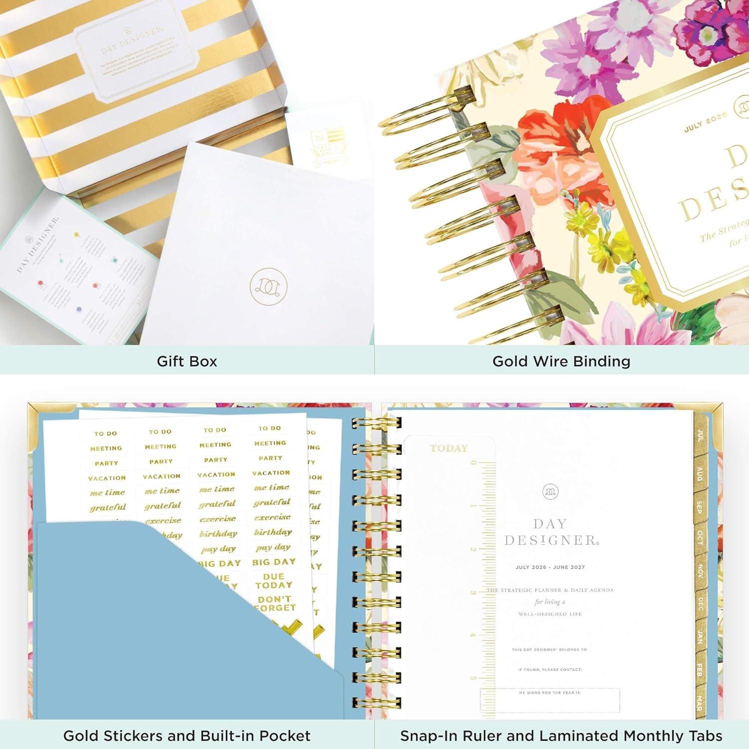 imageDay Designer 202627 Mini Daily Planner July 2026 June 2027 6x8125 Page Size Glossy Laminated Cover Capri 202627Oh So Lovely 202627