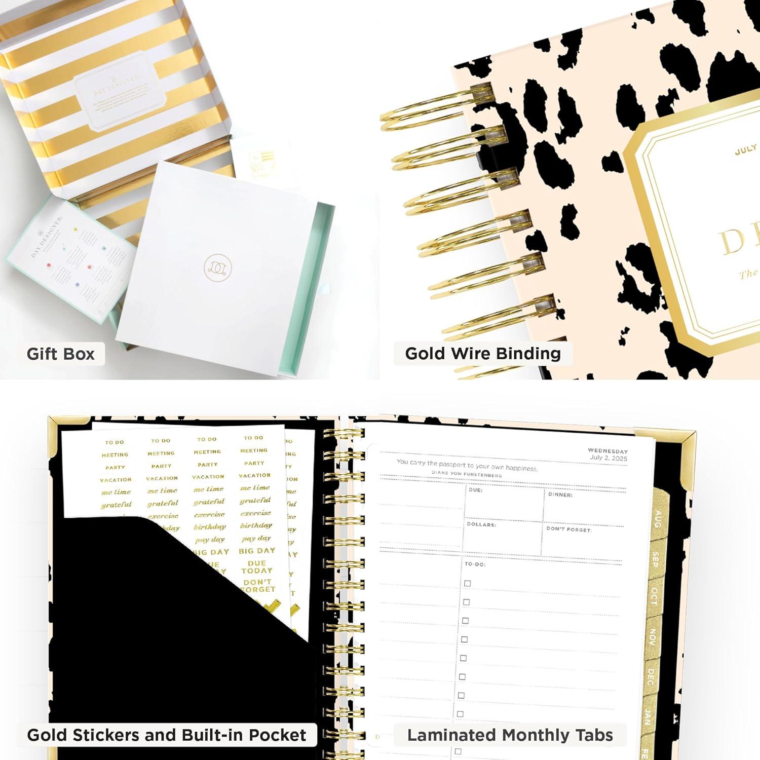 imageDay Designer 202627 Mini Daily Planner July 2026 June 2027 6x8125 Page Size Glossy Laminated Cover Capri 202627Painted Leopard