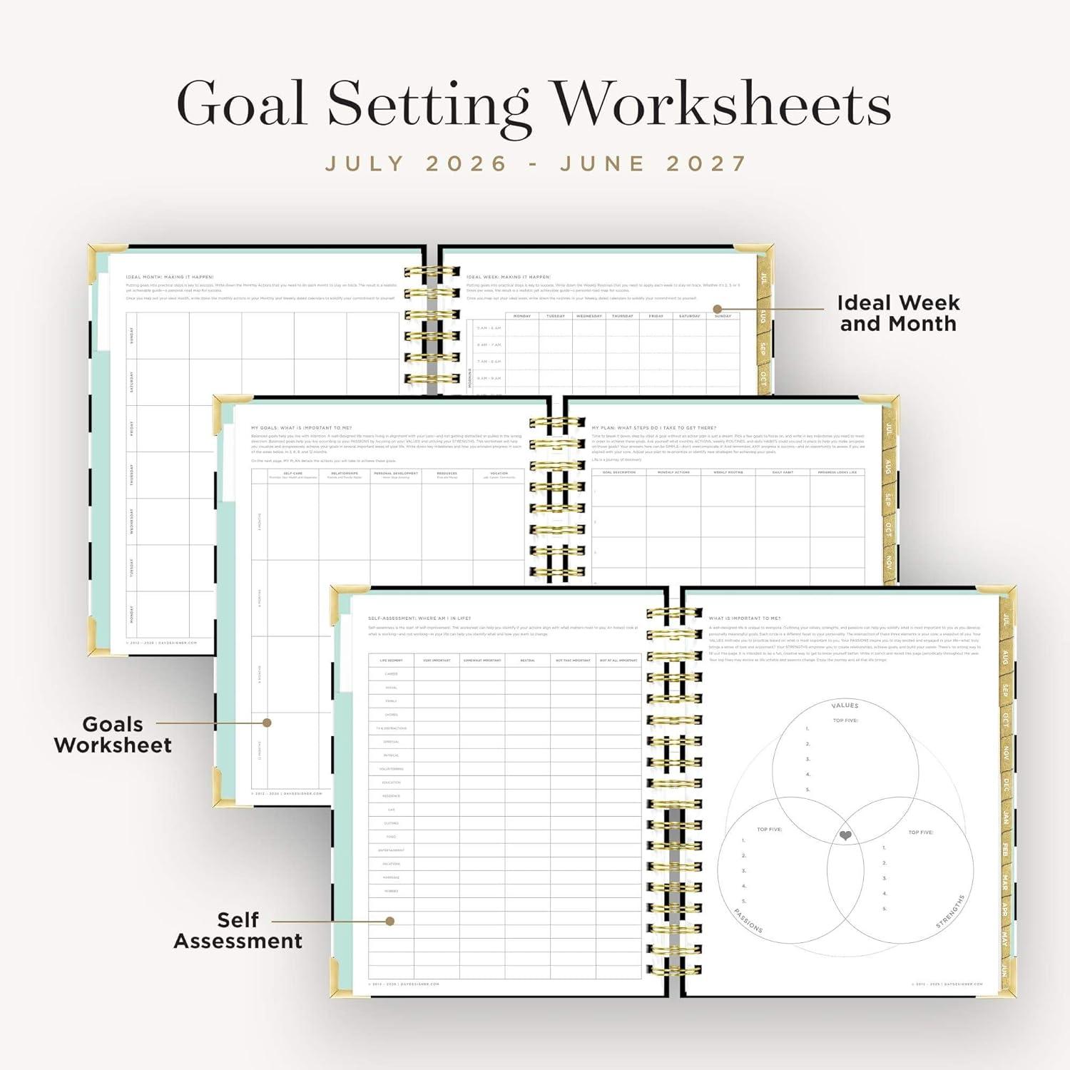 imageDay Designer 202627 Weekly Planner July 2026 June 2027 74x95 Page Size Glossy Laminated Cover Black Stripe 202627Black Stripe 202627