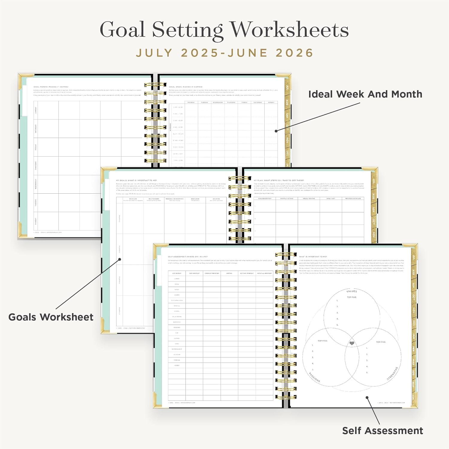 imageDay Designer 202627 Weekly Planner July 2026 June 2027 74x95 Page Size Glossy Laminated Cover Black Stripe 202627Black Stripe