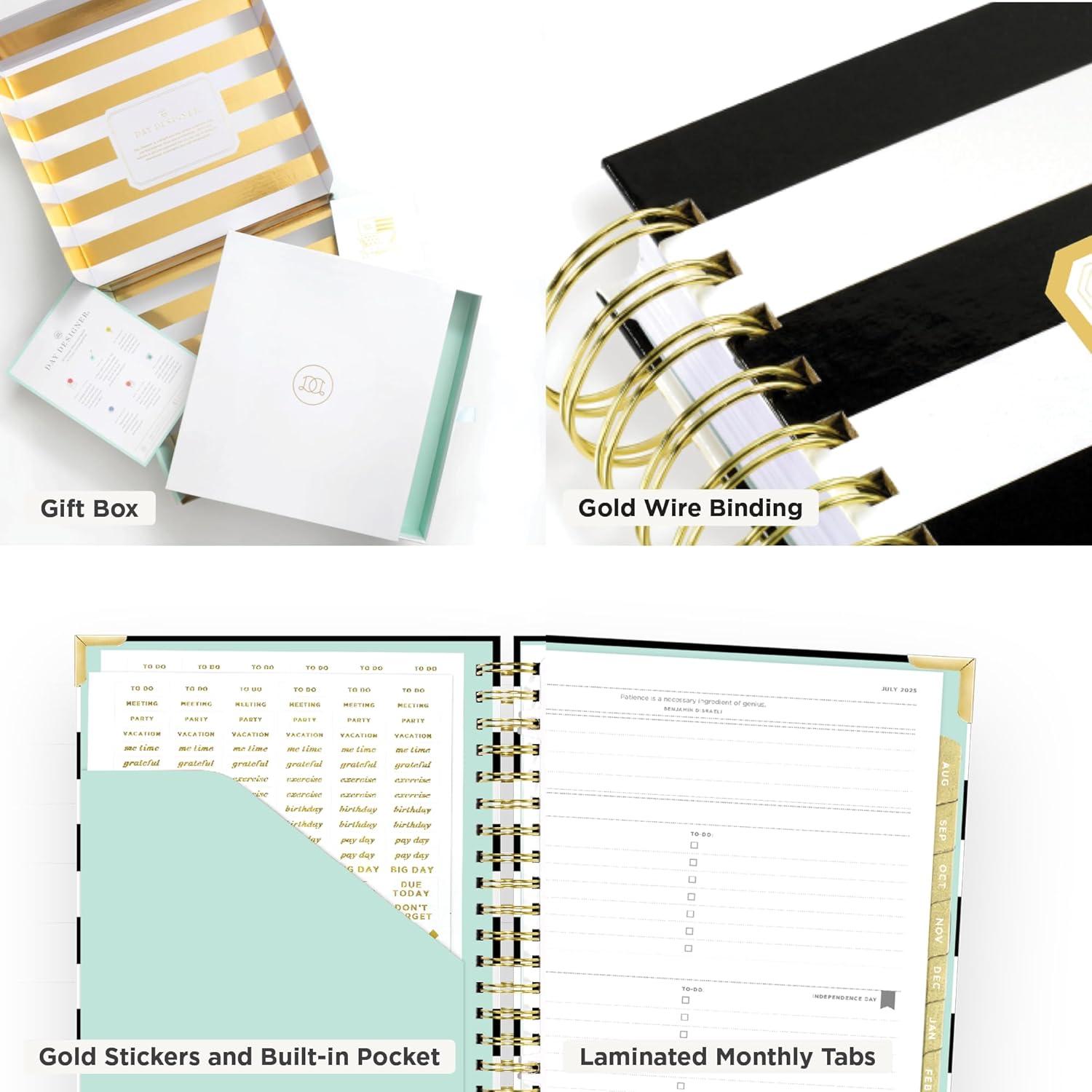 imageDay Designer 202627 Weekly Planner July 2026 June 2027 74x95 Page Size Glossy Laminated Cover Black Stripe 202627Black Stripe