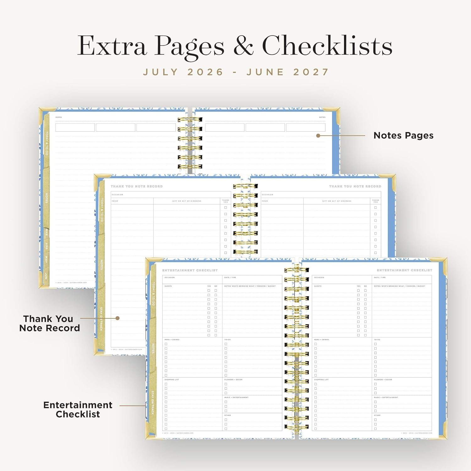 imageDay Designer 202627 Weekly Planner July 2026 June 2027 74x95 Page Size Glossy Laminated Cover Black Stripe 202627Casa Bella 202627