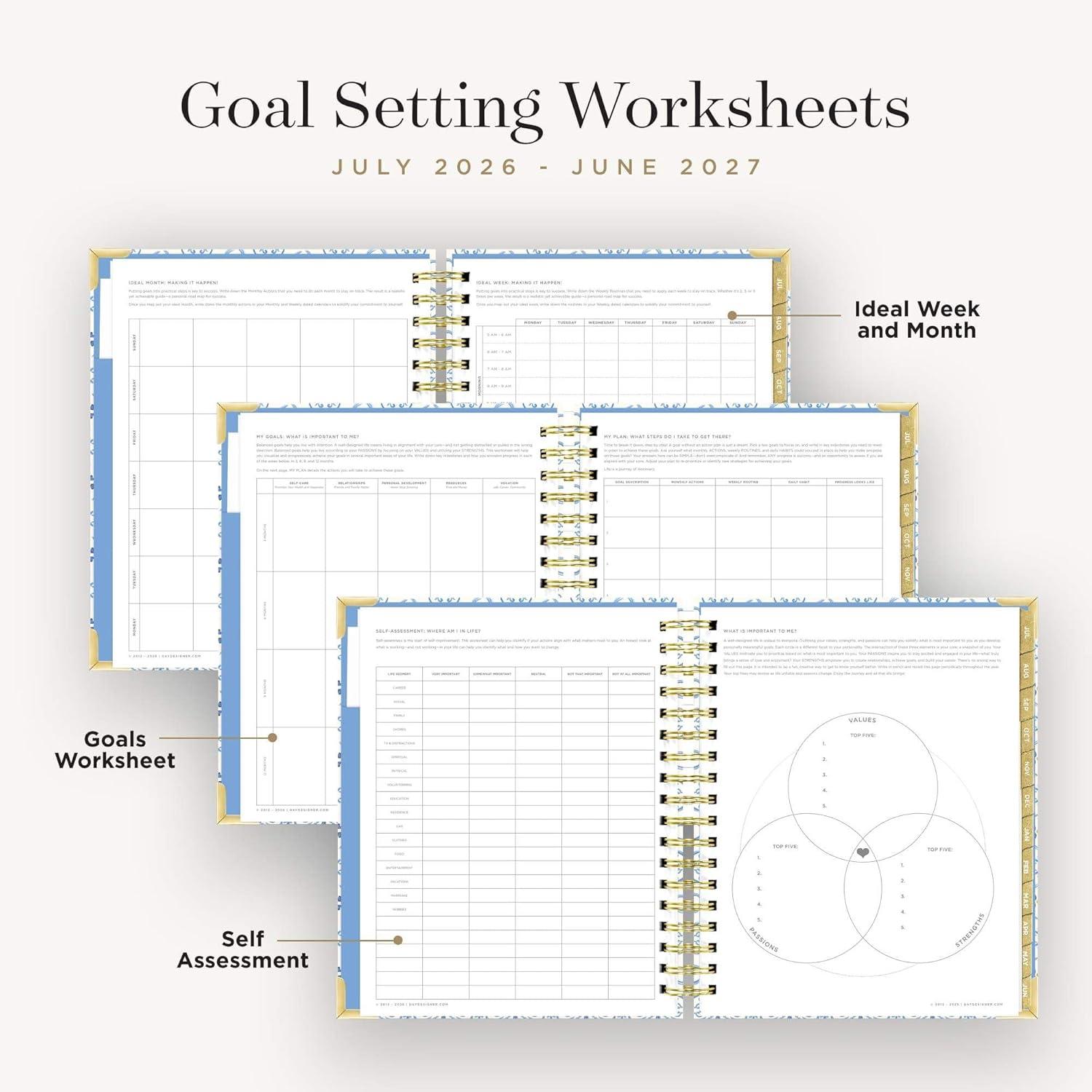 imageDay Designer 202627 Weekly Planner July 2026 June 2027 74x95 Page Size Glossy Laminated Cover Black Stripe 202627Casa Bella 202627