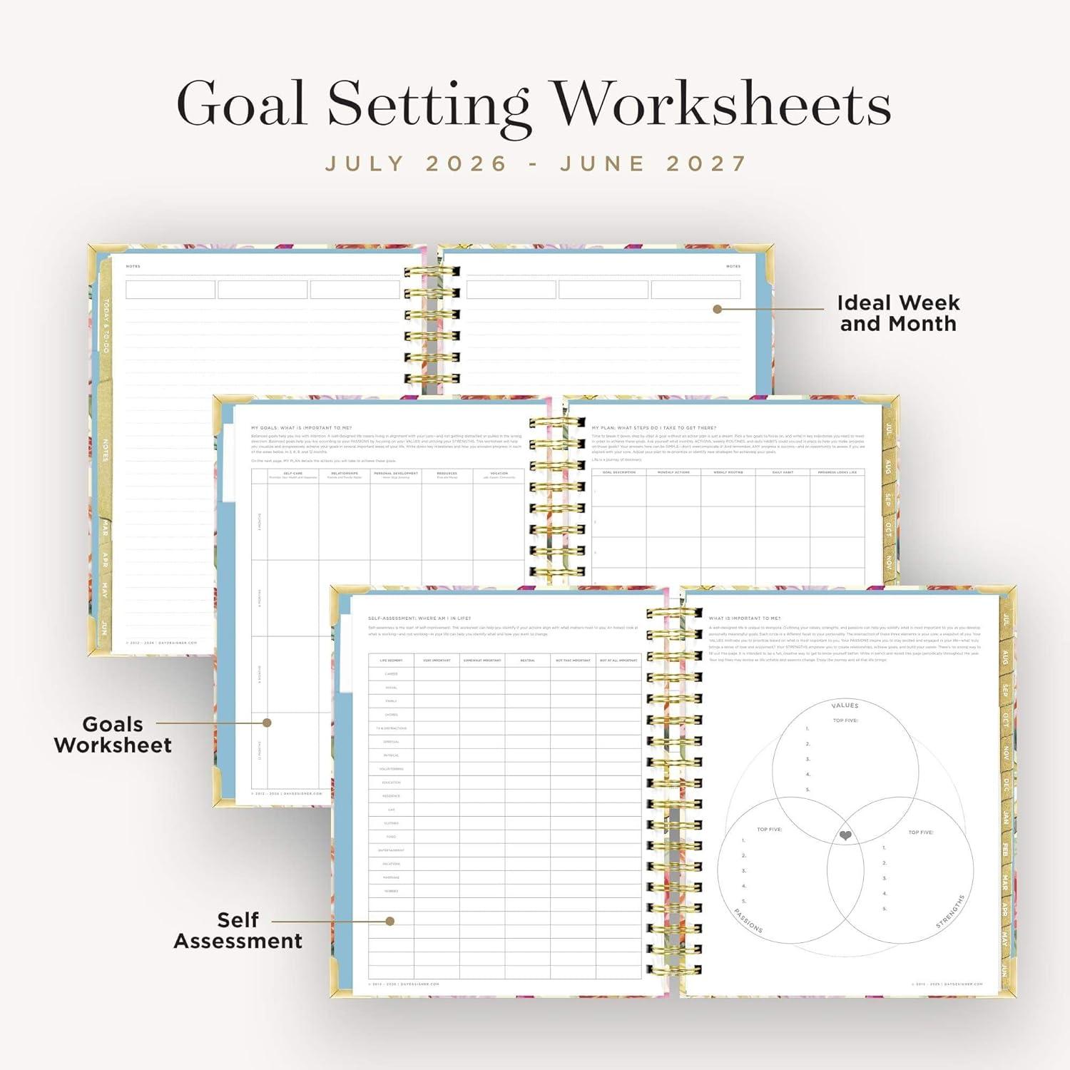 imageDay Designer 202627 Weekly Planner July 2026 June 2027 74x95 Page Size Glossy Laminated Cover Black Stripe 202627Oh So Lovely 202627