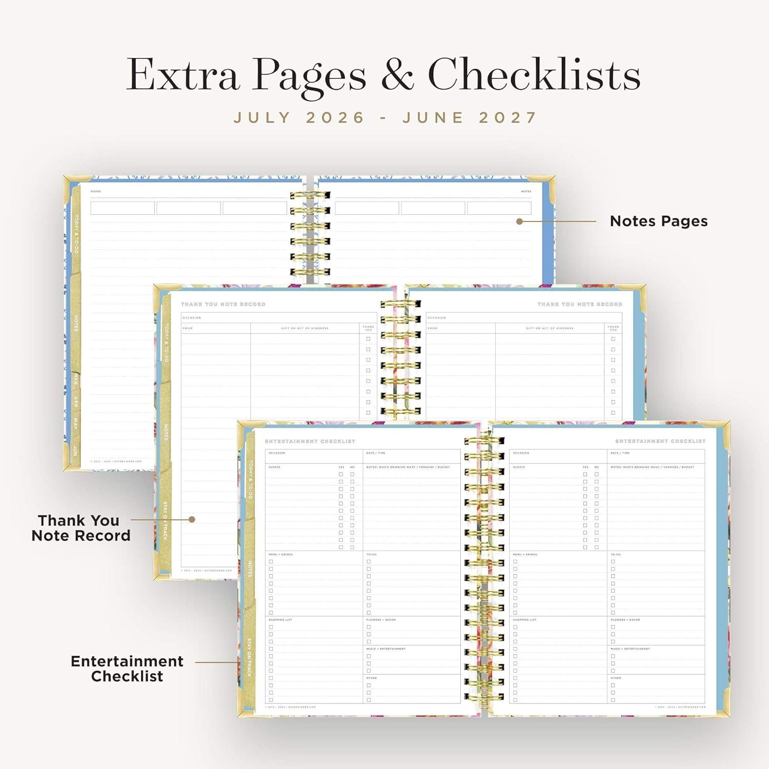 imageDay Designer 202627 Weekly Planner July 2026 June 2027 74x95 Page Size Glossy Laminated Cover Black Stripe 202627Oh So Lovely 202627