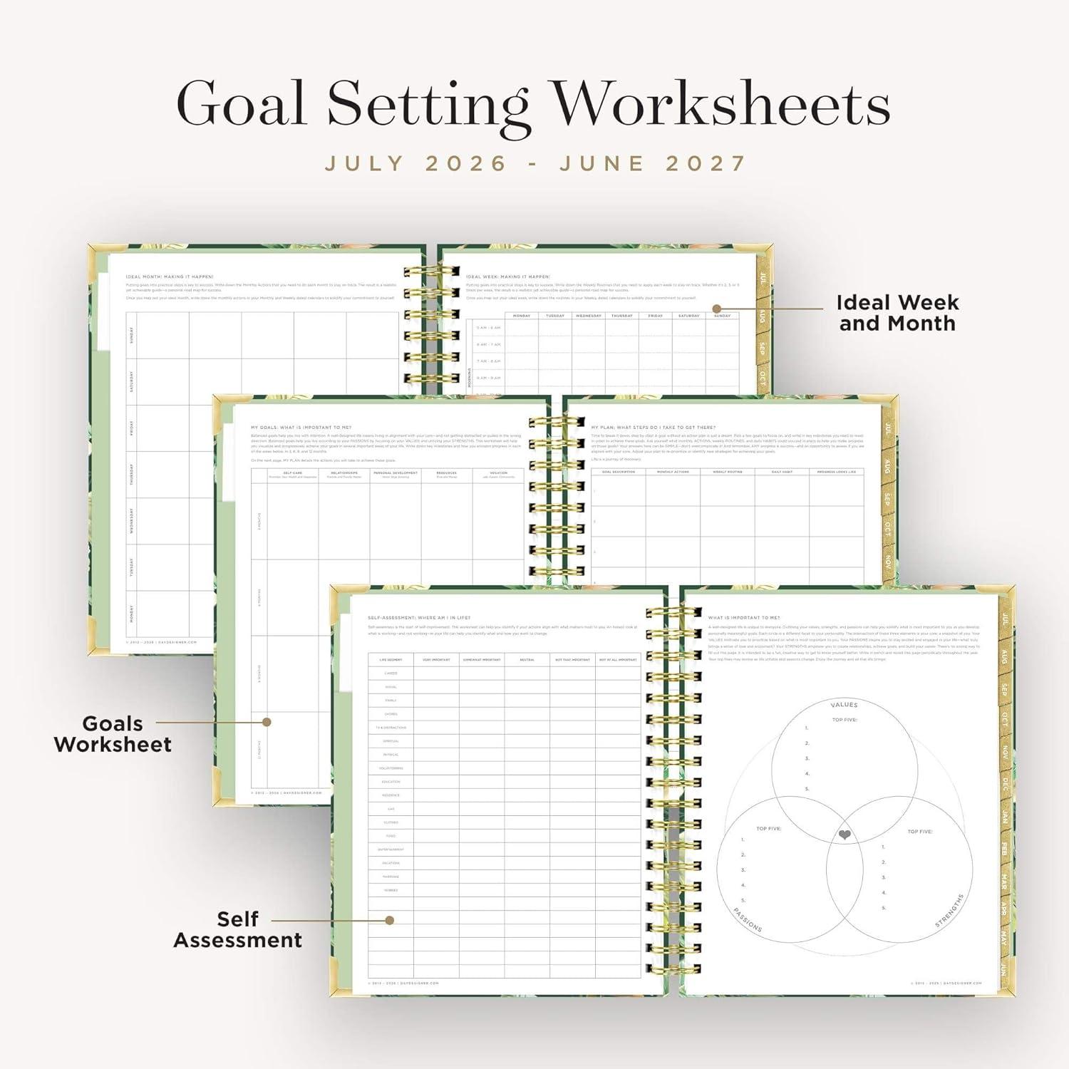 imageDay Designer 202627 Weekly Planner July 2026 June 2027 74x95 Page Size Glossy Laminated Cover Black Stripe 202627St Barts 202627