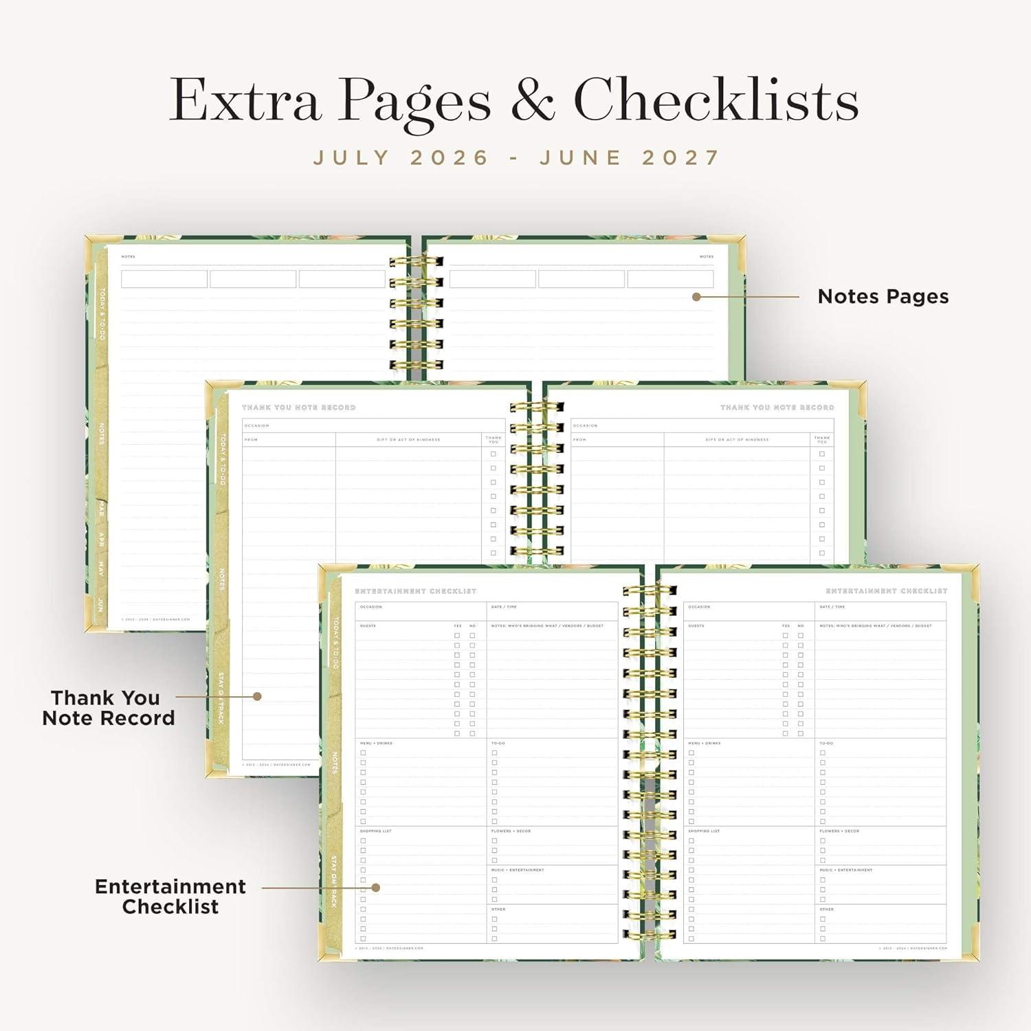imageDay Designer 202627 Weekly Planner July 2026 June 2027 74x95 Page Size Glossy Laminated Cover Black Stripe 202627St Barts 202627