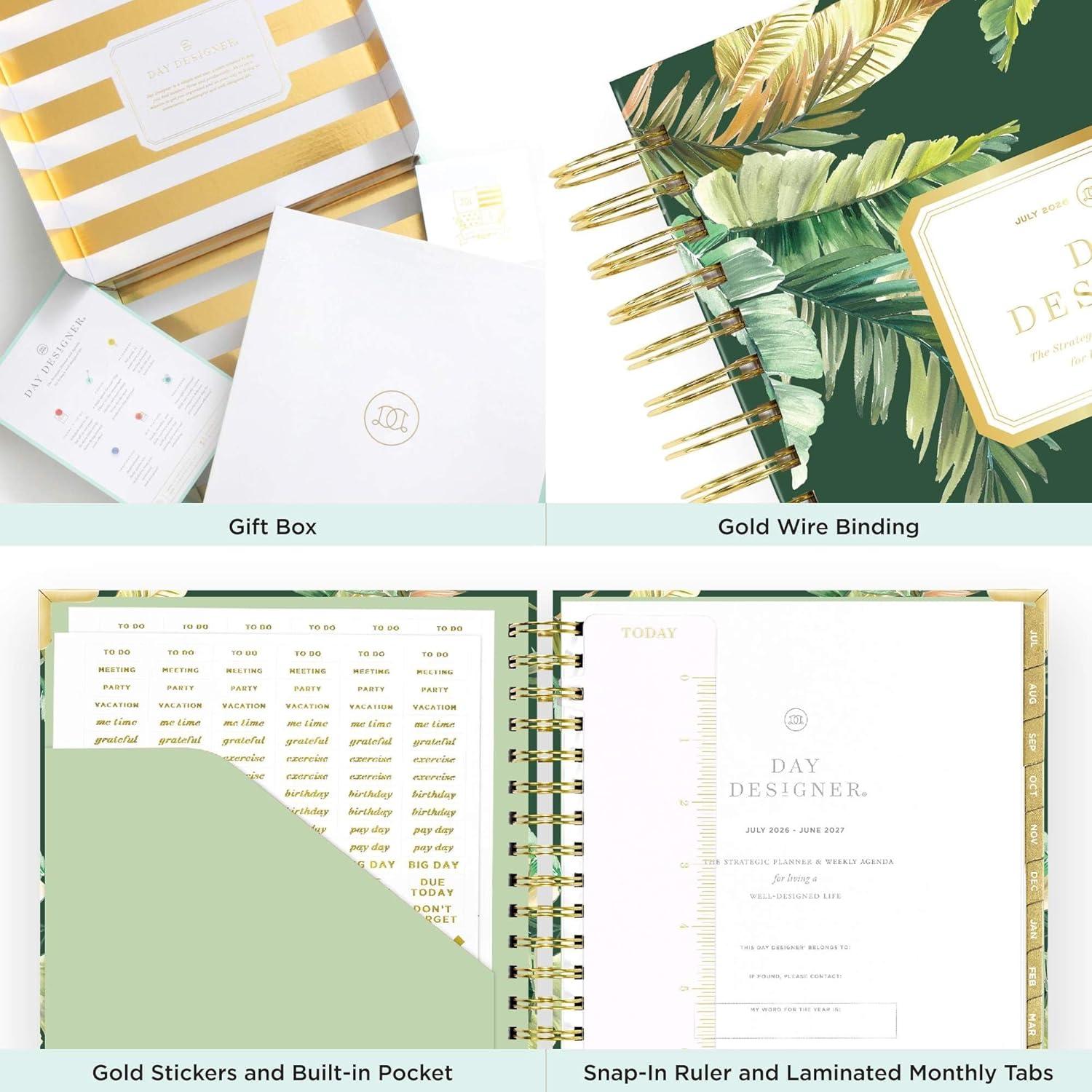 imageDay Designer 202627 Weekly Planner July 2026 June 2027 74x95 Page Size Glossy Laminated Cover Black Stripe 202627St Barts 202627