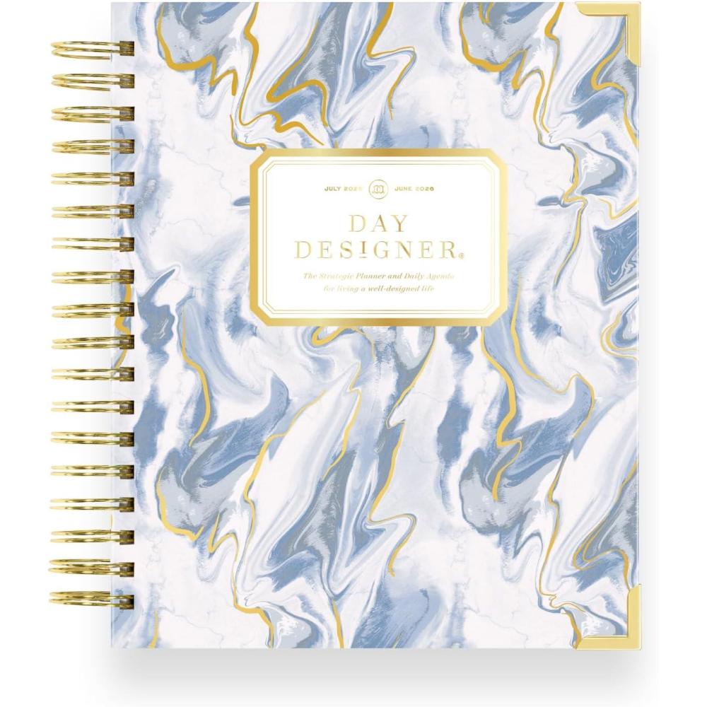 imageDay Designer 20262027 Daily Planner Premium Planner for Stylish Organization Combines Monthly Calendar Hourly Schedule ToDo List Gratitude Goal Setting Inspirational Quotes Stickers amp More Elegant laminated Cover with Gold Accents Azure 202627Azure