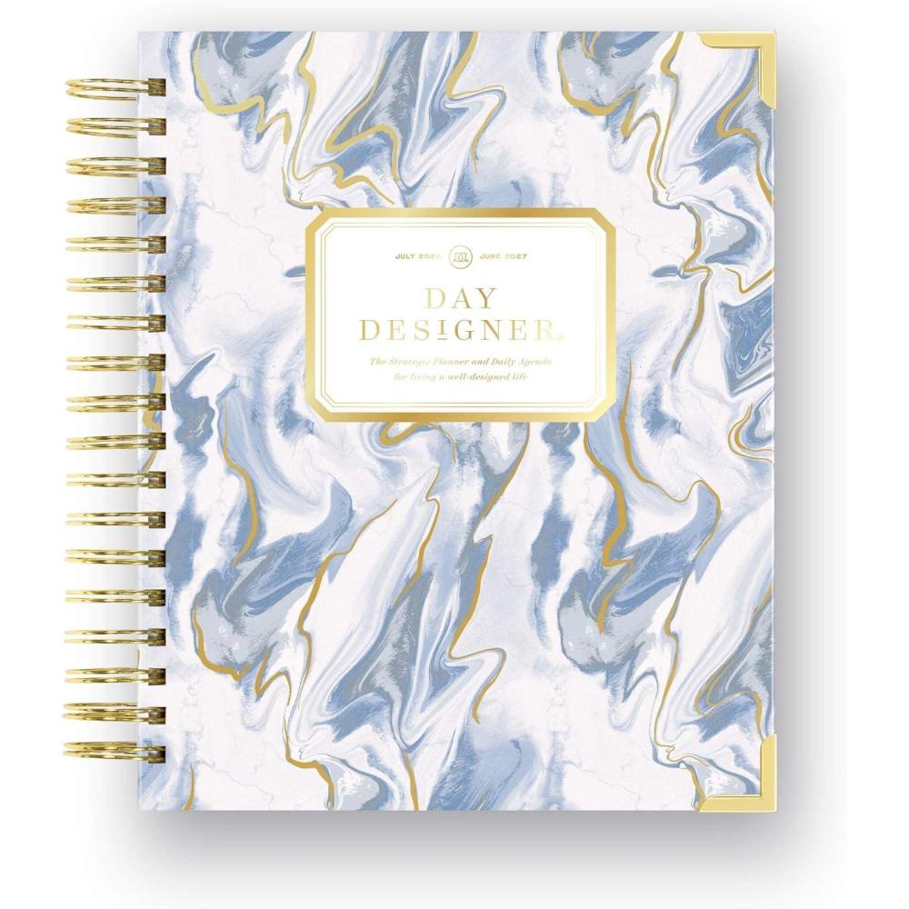 imageDay Designer 20262027 Daily Planner Premium Planner for Stylish Organization Combines Monthly Calendar Hourly Schedule ToDo List Gratitude Goal Setting Inspirational Quotes Stickers amp More Elegant laminated Cover with Gold Accents Azure 202627Azure 202627