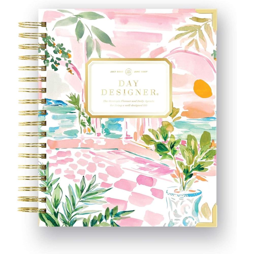imageDay Designer 20262027 Daily Planner Premium Planner for Stylish Organization Combines Monthly Calendar Hourly Schedule ToDo List Gratitude Goal Setting Inspirational Quotes Stickers amp More Elegant laminated Cover with Gold Accents Azure 202627Capri 202627
