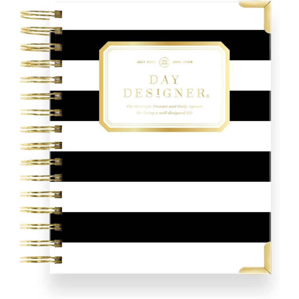 imageDay Designer 202627 Mini Daily Planner July 2026 June 2027 6x8125 Page Size Glossy Laminated Cover Black Stripe 202627Black Stripe