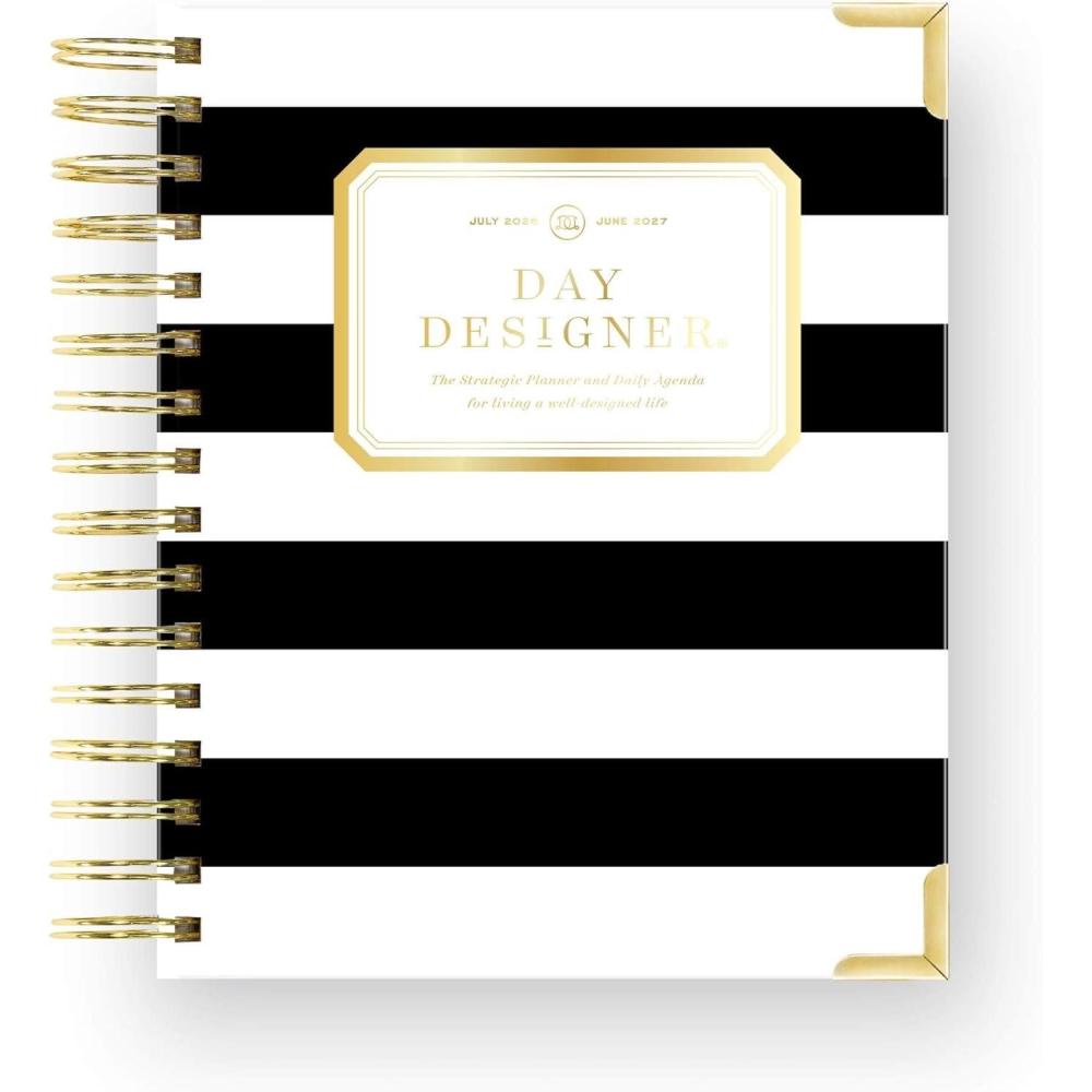 imageDay Designer 202627 Mini Daily Planner July 2026 June 2027 6x8125 Page Size Glossy Laminated Cover Capri 202627Black Stripe 202627