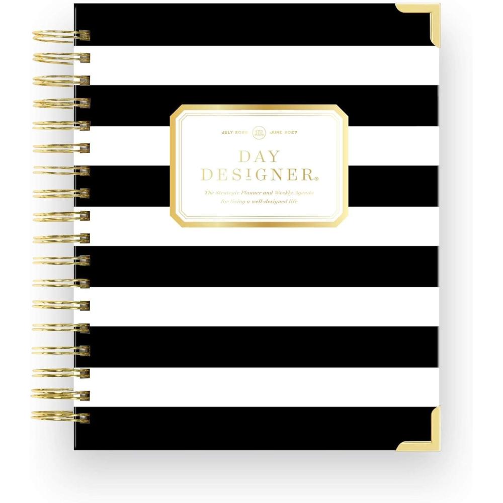 imageDay Designer 202627 Weekly Planner July 2026 June 2027 74x95 Page Size Glossy Laminated Cover Black Stripe 202627Black Stripe 202627