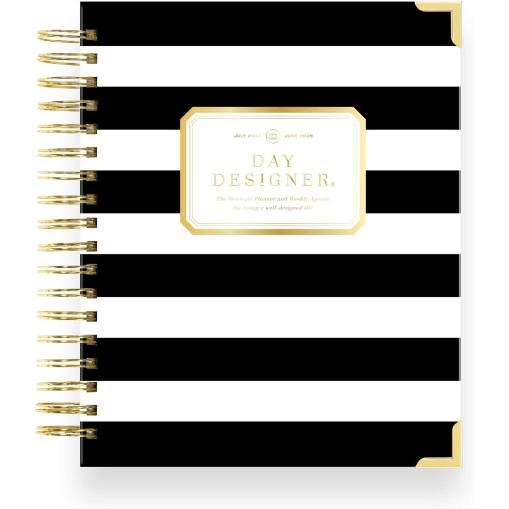 imageDay Designer 202627 Weekly Planner July 2026 June 2027 74x95 Page Size Glossy Laminated Cover Black Stripe 202627Black Stripe
