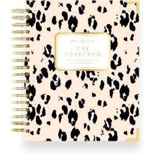 Day Designer 2026-2027 Daily Planner – Premium Planner for Stylish Organization. Combines Monthly Calendar, Hourly Schedule, To-Do List, Gratitude, Goal Setting, Inspirational Quotes, Stickers & More. Elegant laminated Cover with Gold Accents (Azure – 2026-27)(Painted Leopard)