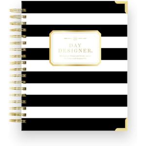 Day Designer 2026-27 Weekly Planner, July 2026 – June 2027, 7.4×9.5 Page Size, Glossy Laminated Cover (Black Stripe – 2026-27)(Black Stripe – 2026-27)