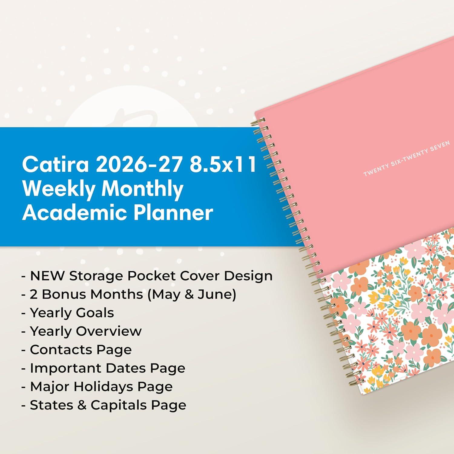 imageBlue Sky 20262027 Weekly and Monthly Academic Year Planner Calendar July 2026 June 2027 85 x 11 Flexible Cover With Pockets Wirebound Storage Pocket CatiraCatira 20262027