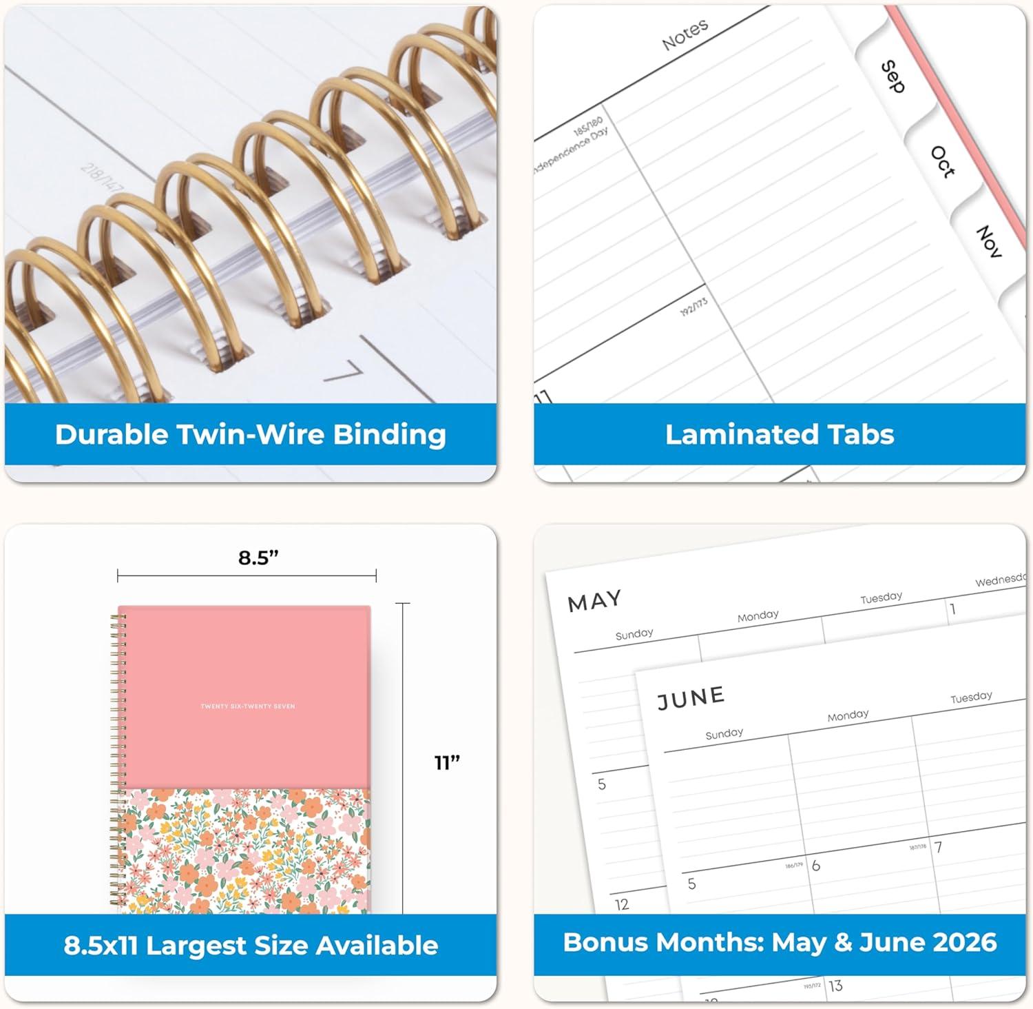 imageBlue Sky 20262027 Weekly and Monthly Academic Year Planner Calendar July 2026 June 2027 85 x 11 Flexible Cover With Pockets Wirebound Storage Pocket CatiraCatira 20262027